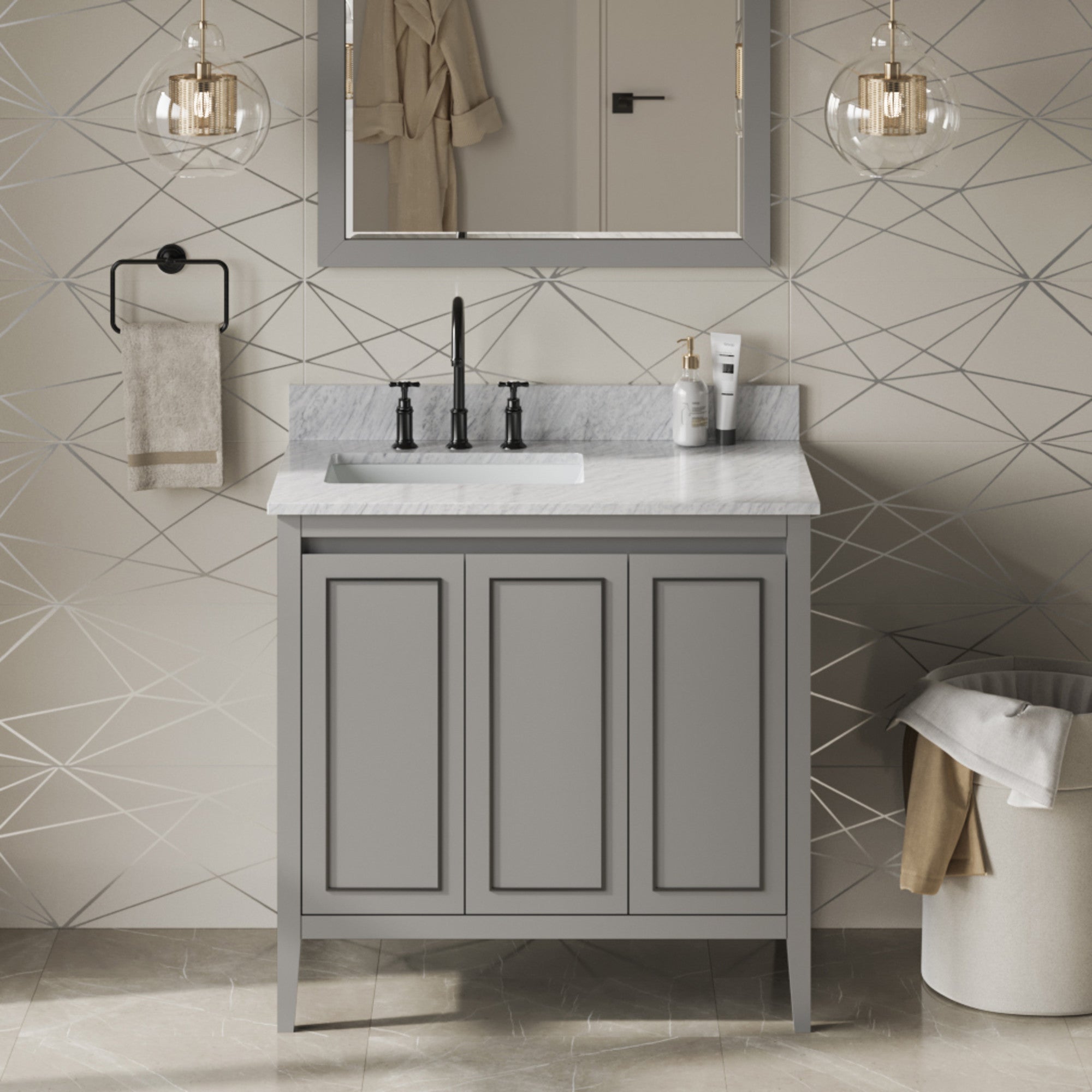 36" Percival Vanity – Left Offset – Grey