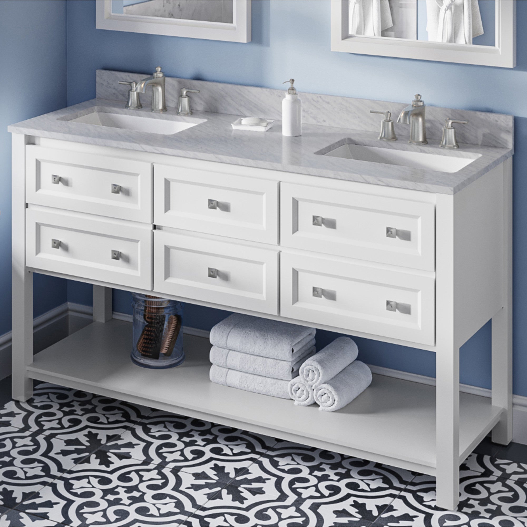 60" Adler Vanity – Double Bowl – White