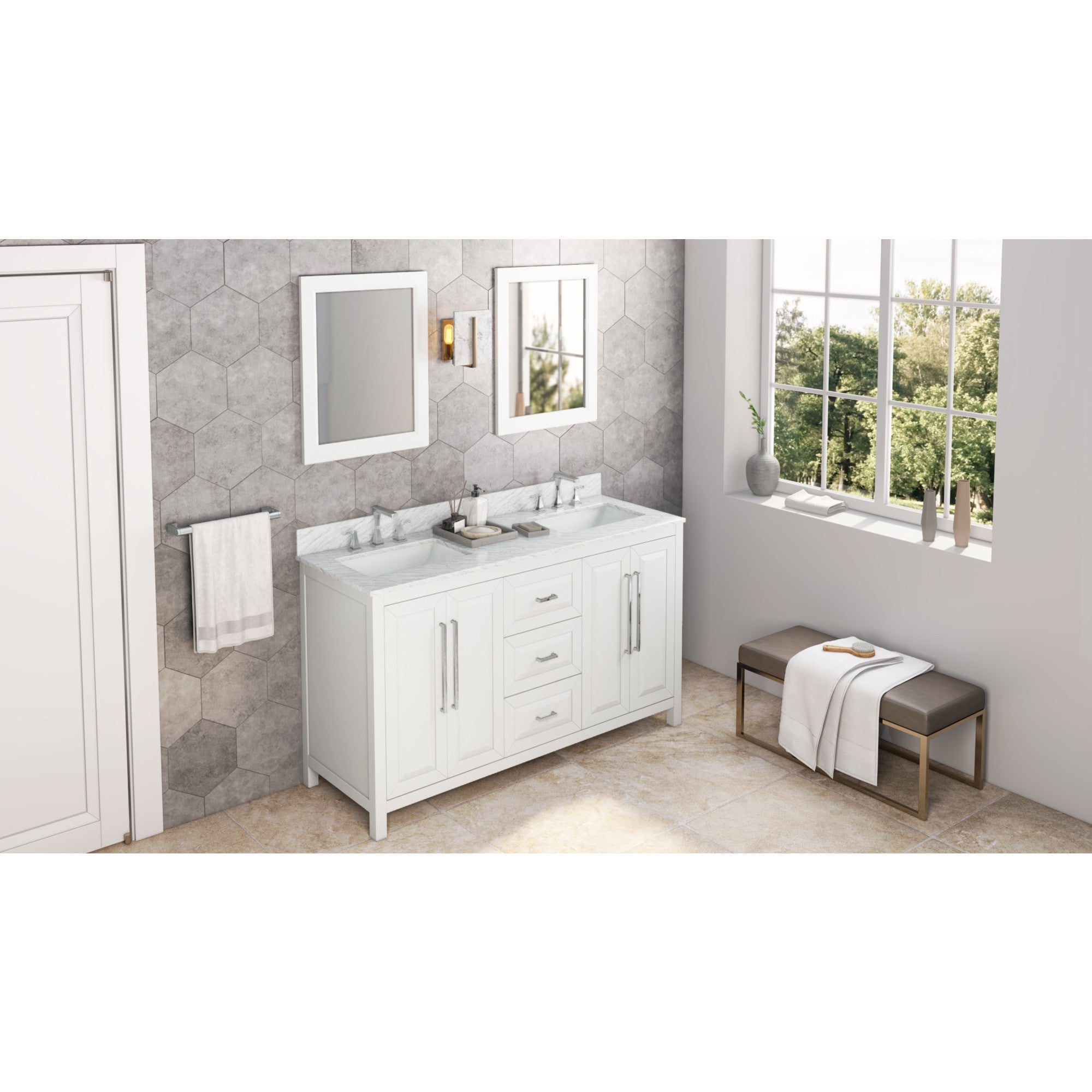 60" Cade Vanity – Double Bowl - Grey - No Top