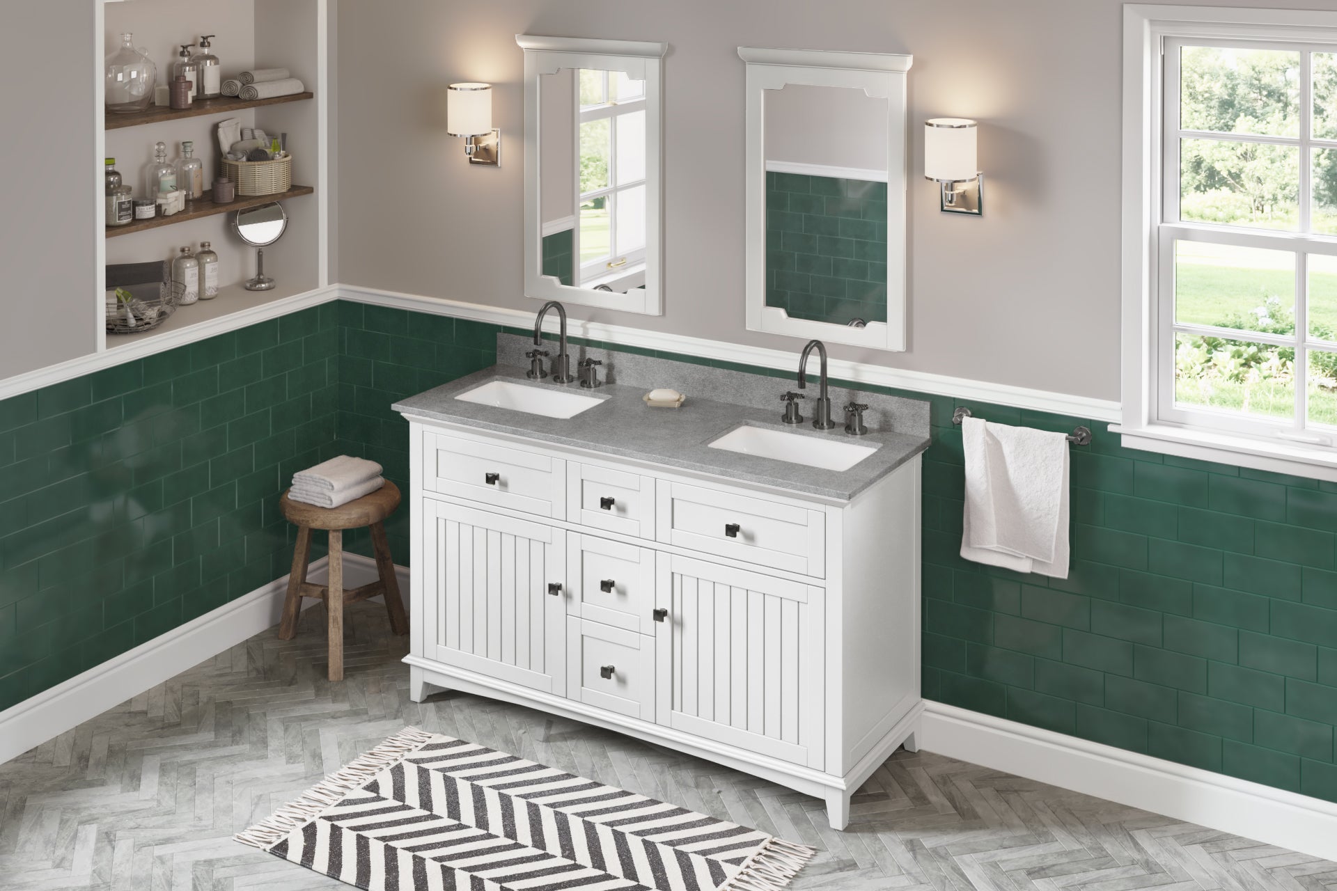 60" Savino Vanity – Double Bowl – White