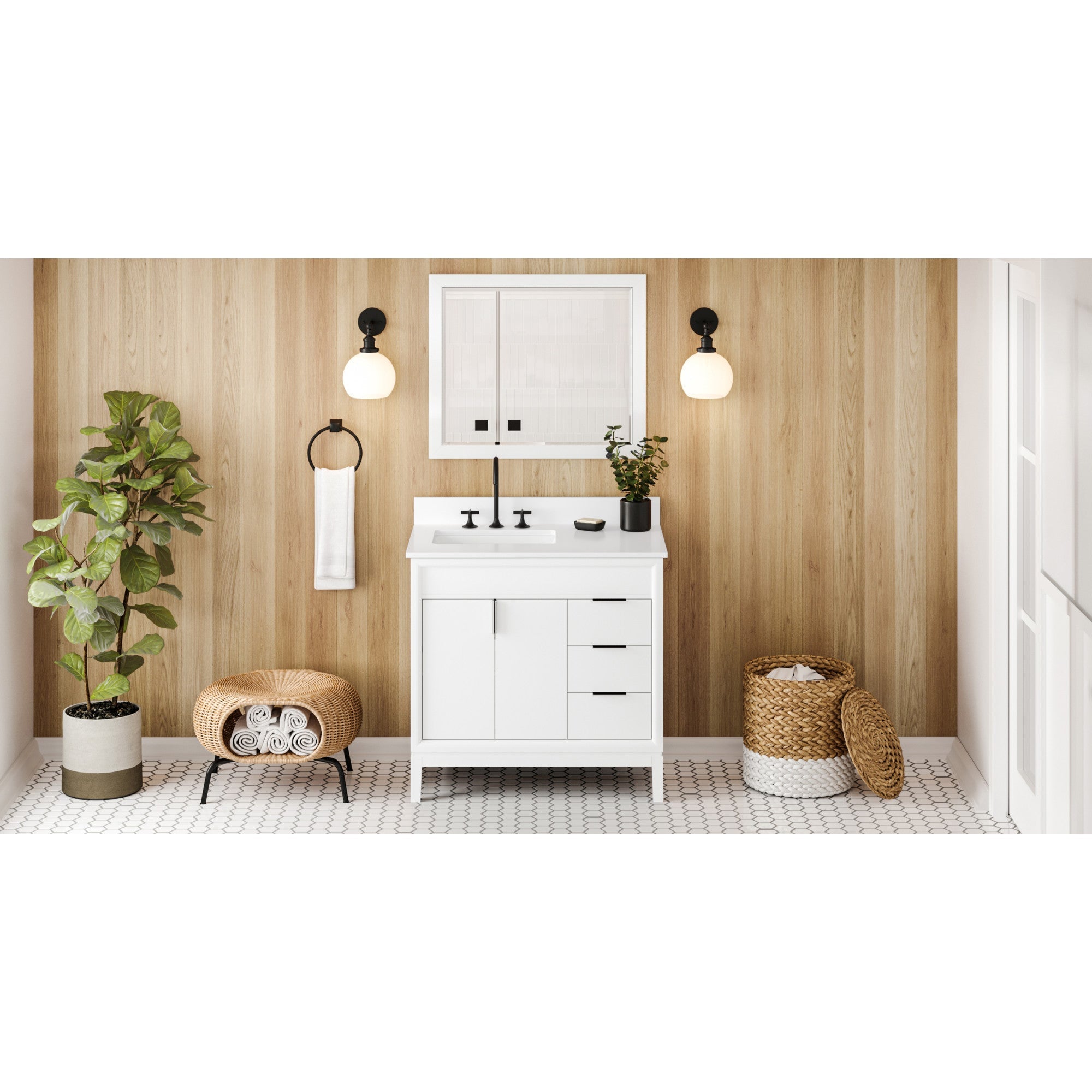 36" Theodora Vanity – Left Offset – White