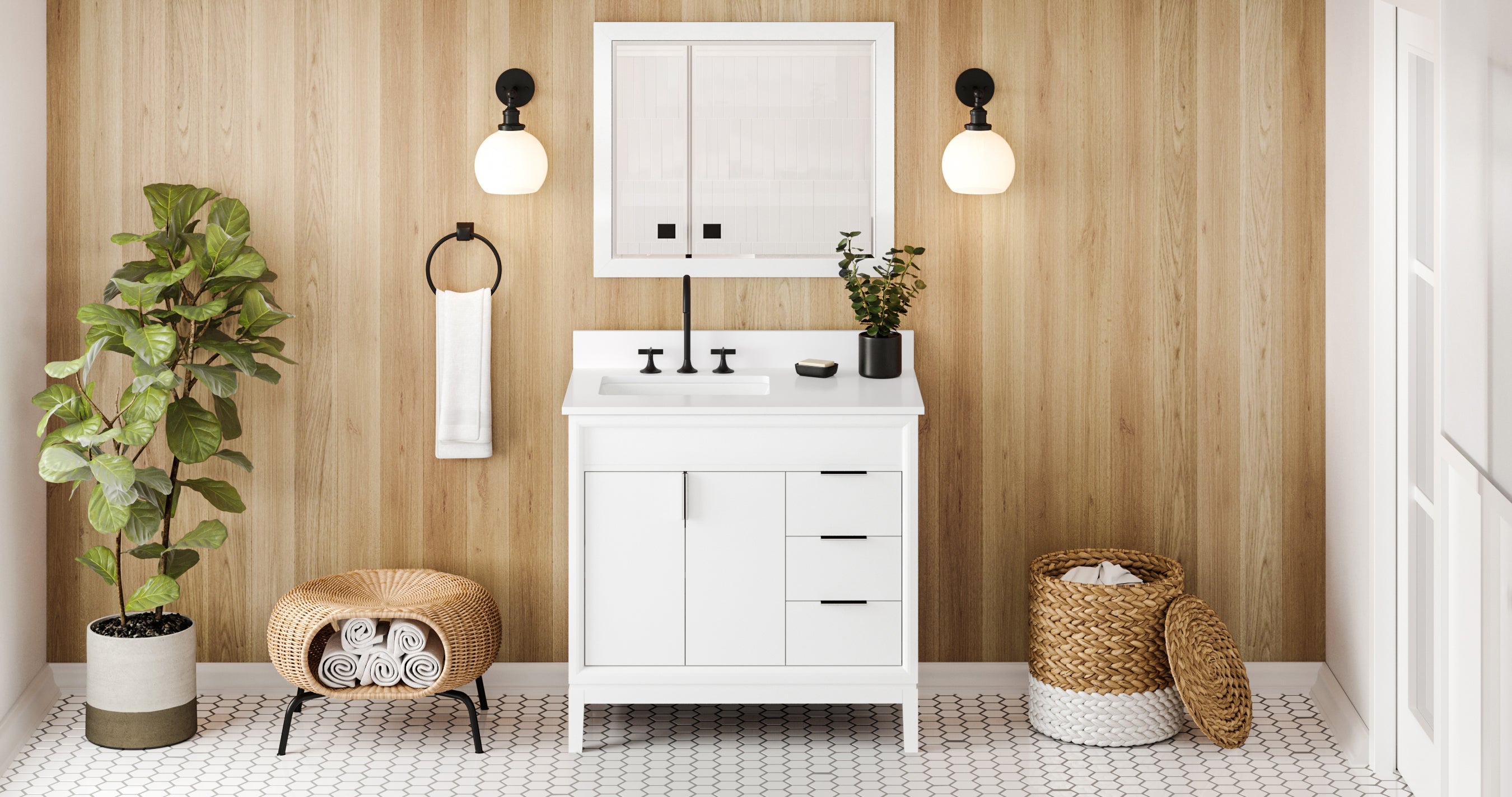 36" Theodora Vanity – Left Offset – White