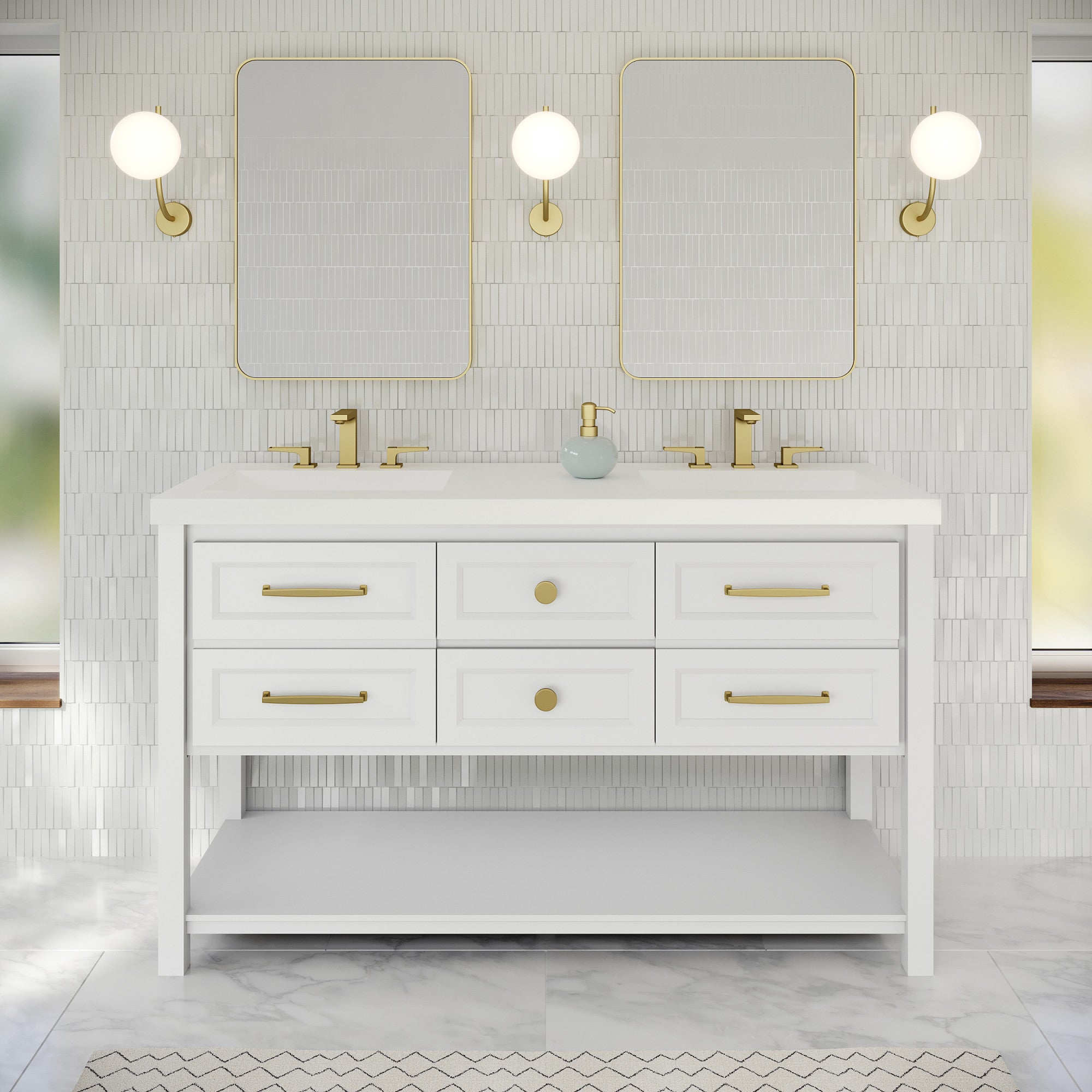 60" Kipling Vanity – Double Bowl – White