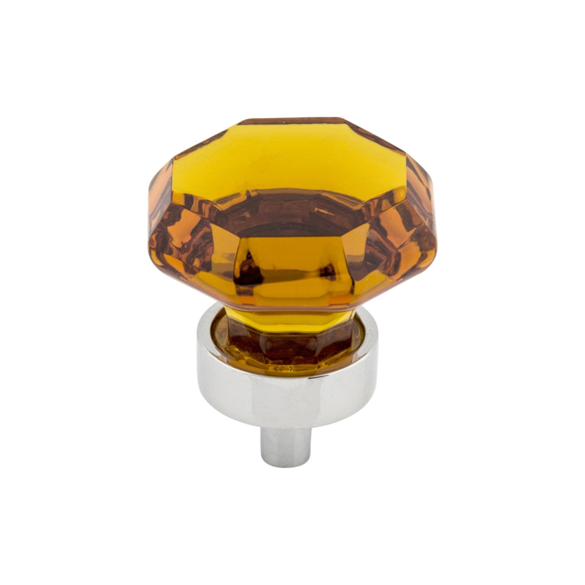 Wine Octagon Crystal Round Knob - Polished Chrome