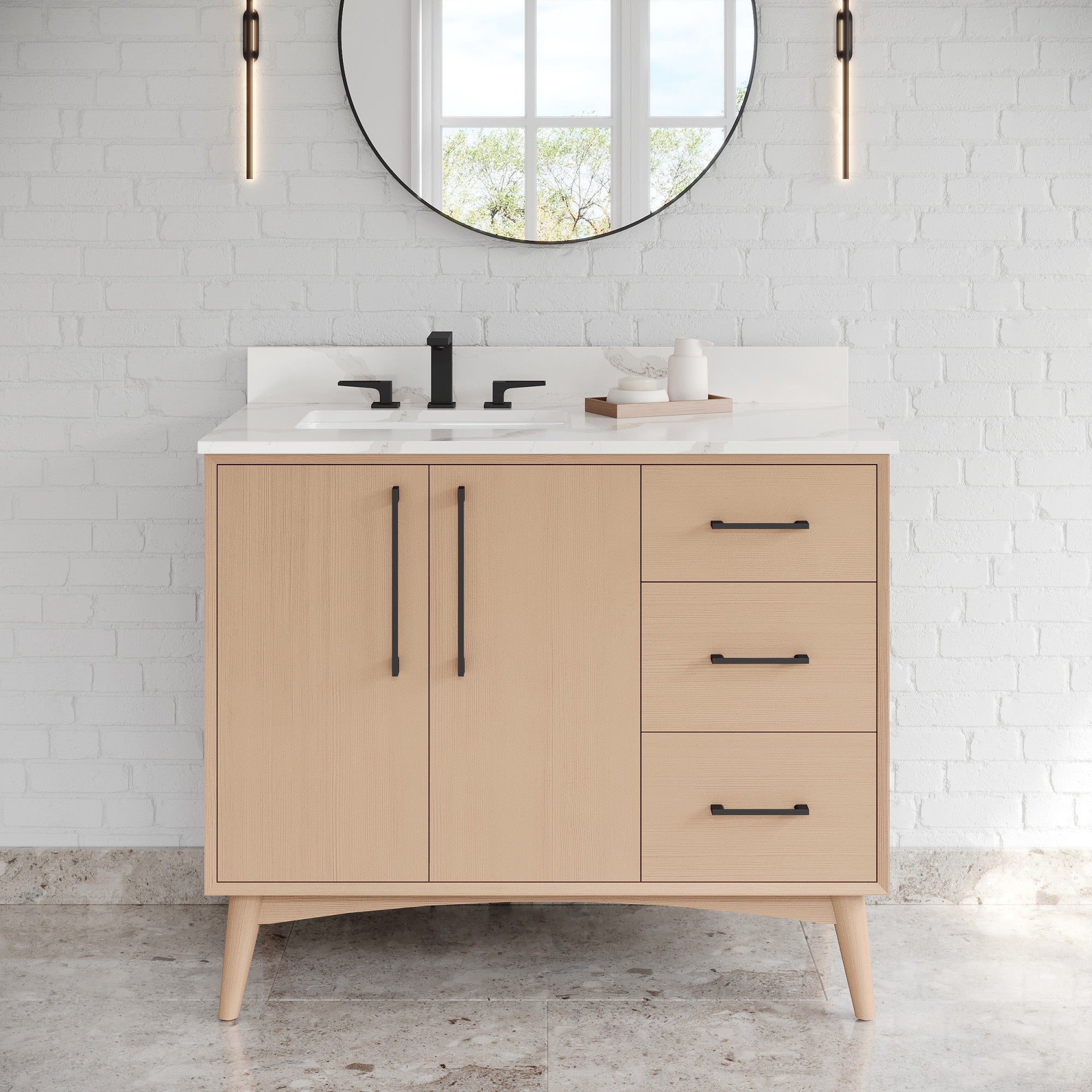 42" Dashwood Vanity – Left Offset – Natural Oak