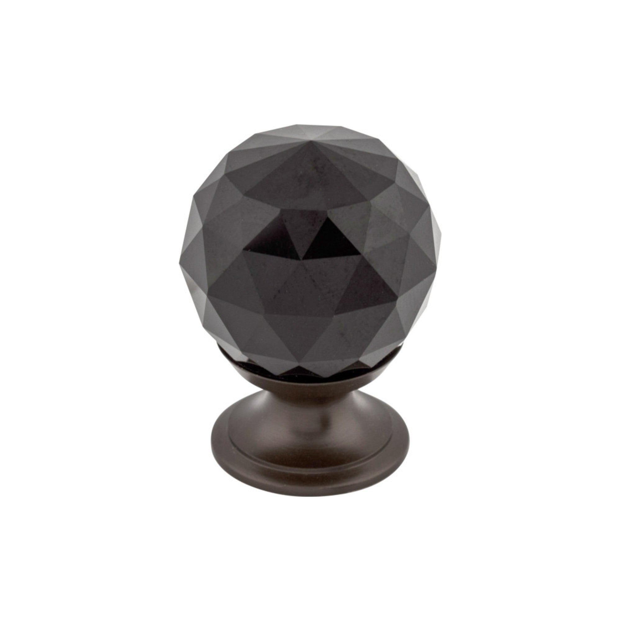 Black Crystal Round Knob - Oil Rubbed Bronze