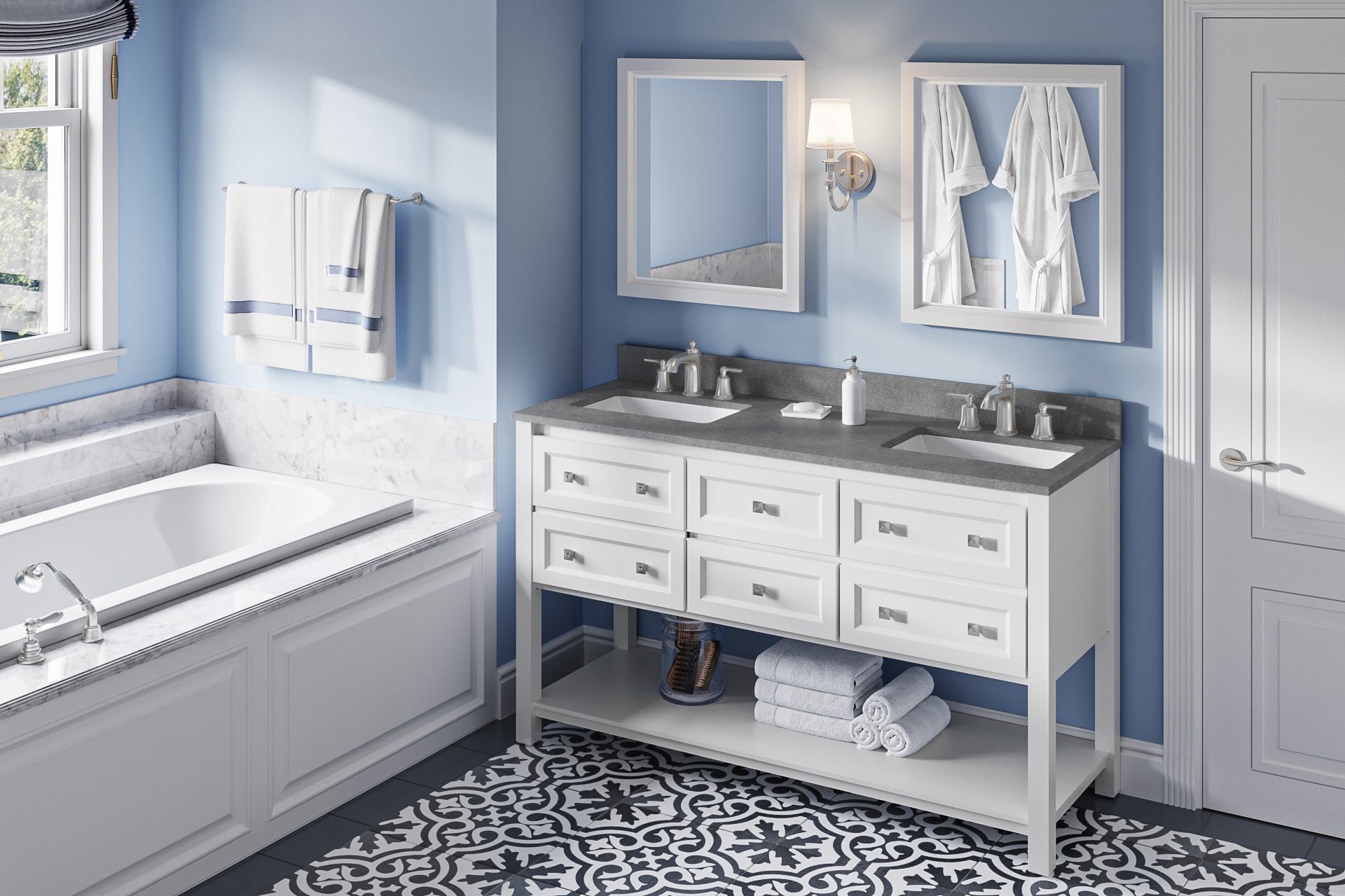 60" Adler Vanity – Double Bowl – White