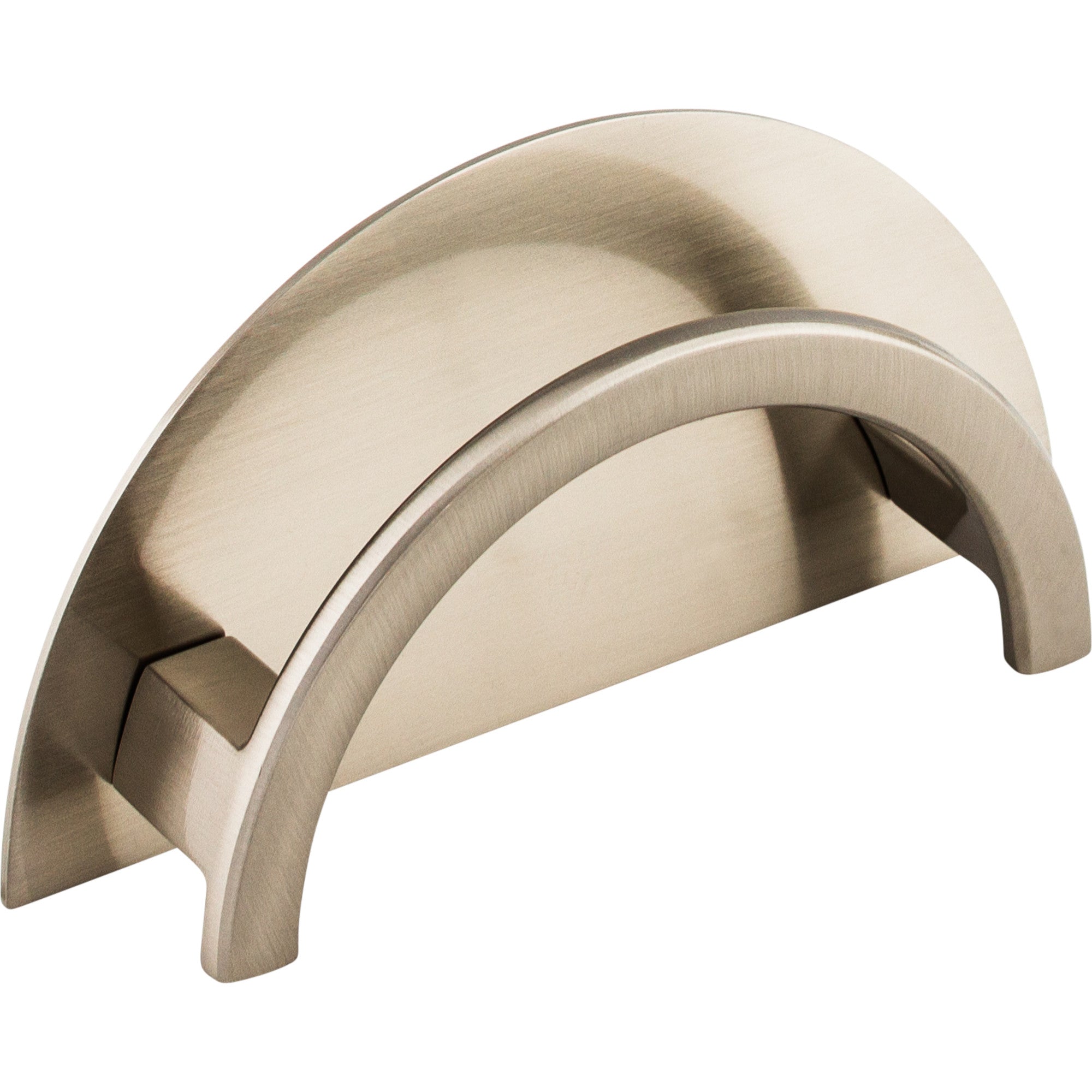 Half Circle Open 3 1/2" Center to Center Finger Pull - Brushed Satin Nickel