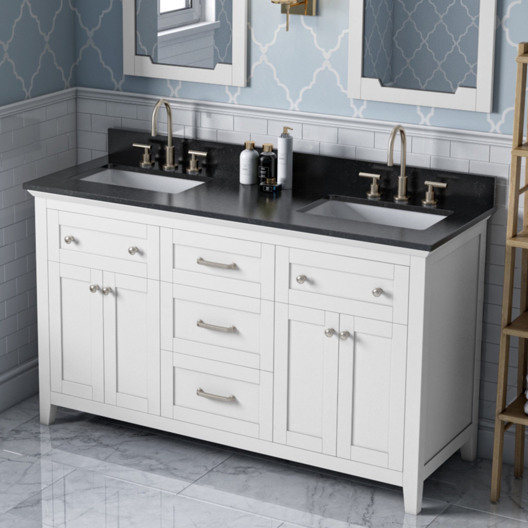 60" Chatham Vanity – Double Bowl – White