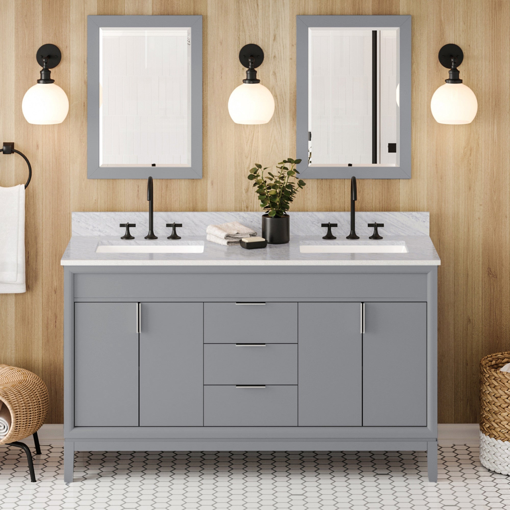 60" Theodora Vanity – Double Bowl – Grey