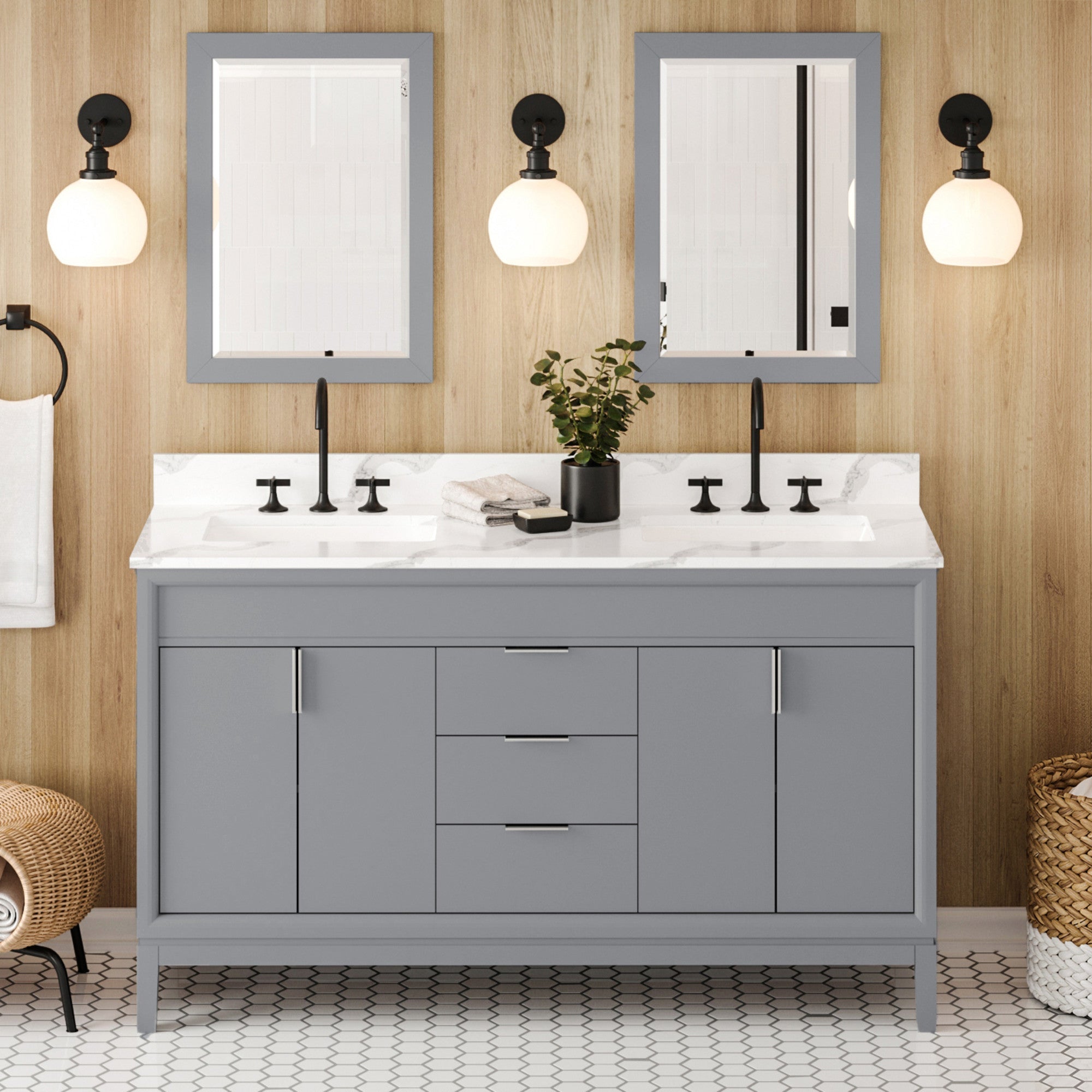 60" Theodora Vanity – Double Bowl – Grey