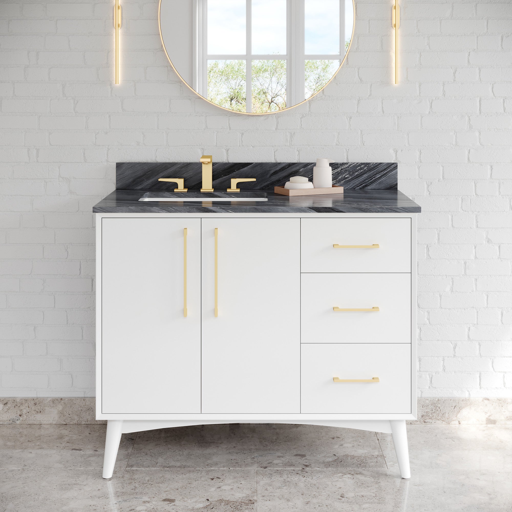 42" Dashwood Vanity – Left Offset – White
