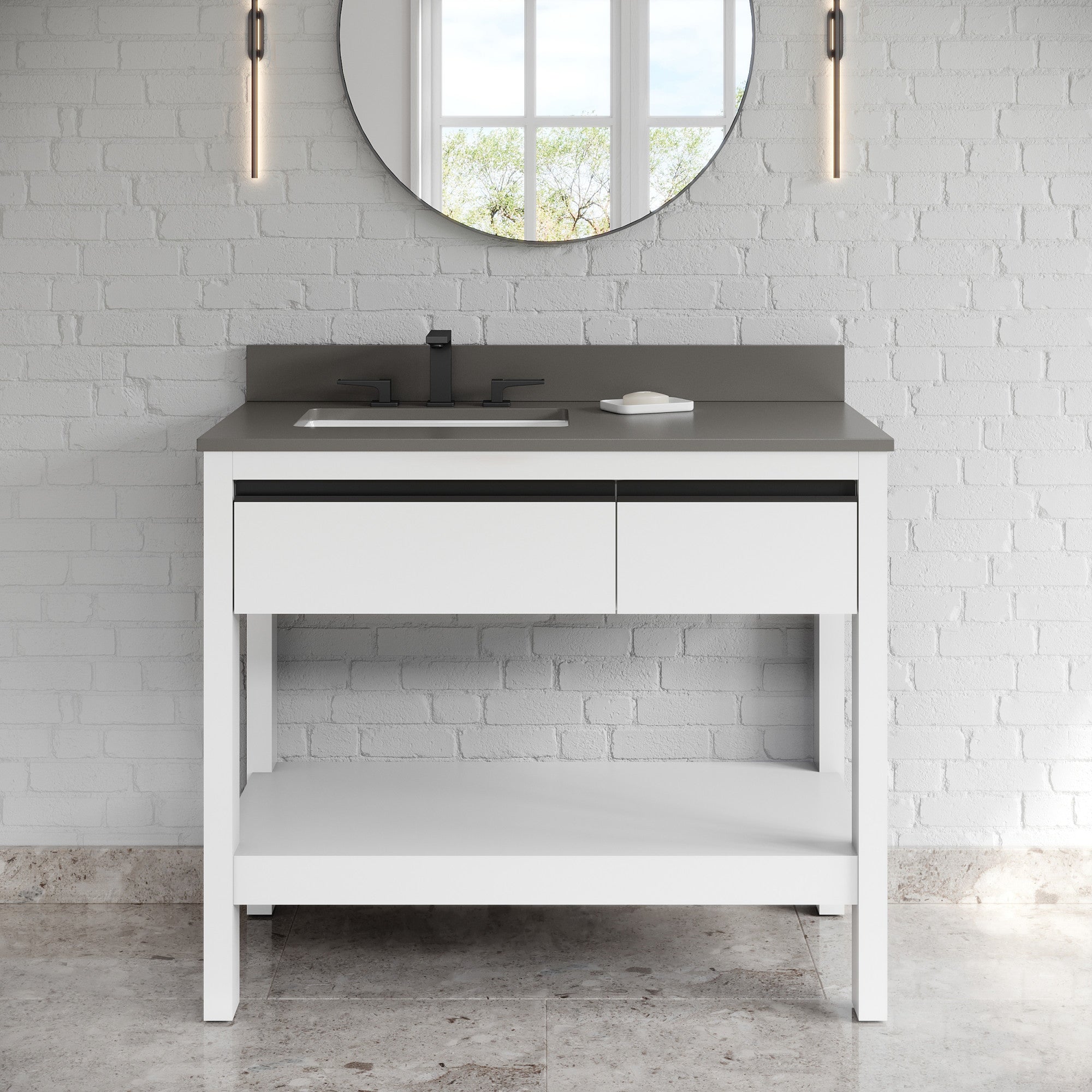 42" Jubilee Vanity – Left Offset – White