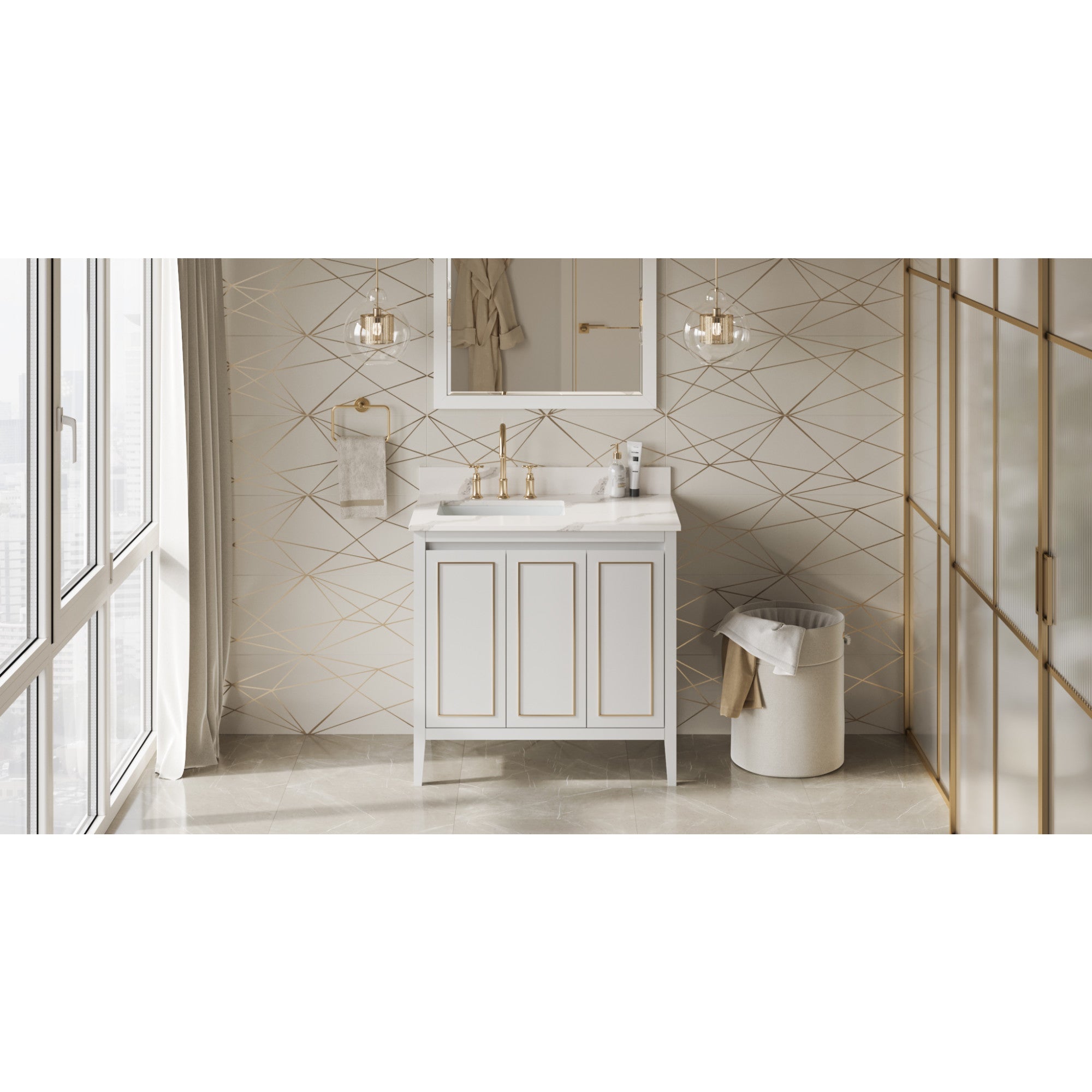 36" Percival Vanity – Left Offset – White