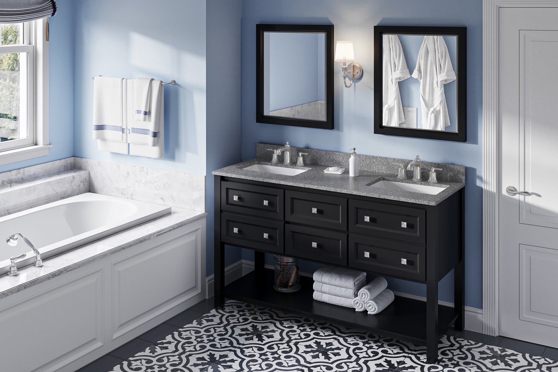 60" Adler Vanity – Double Bowl – Black