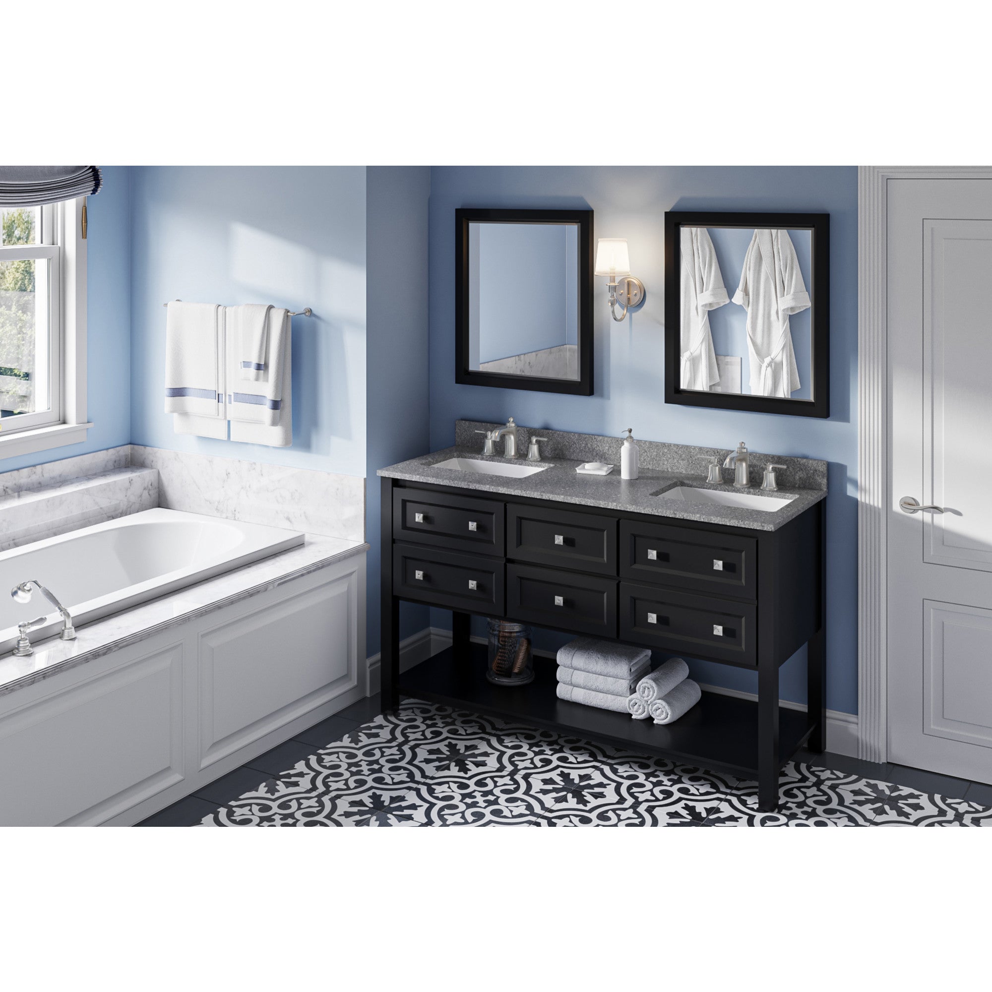 60" Adler Vanity – Double Bowl – Black