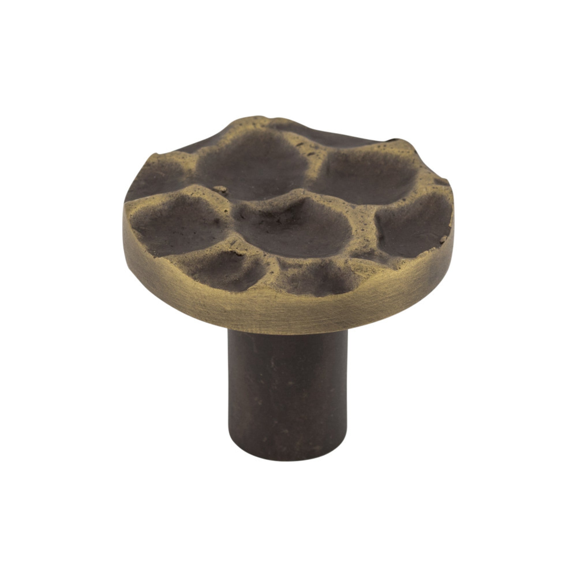 Cobblestone Round Knob - Brass Antique