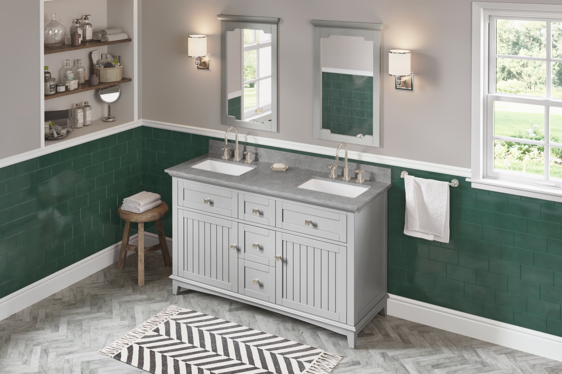 60" Savino Vanity – Double Bowl – Grey