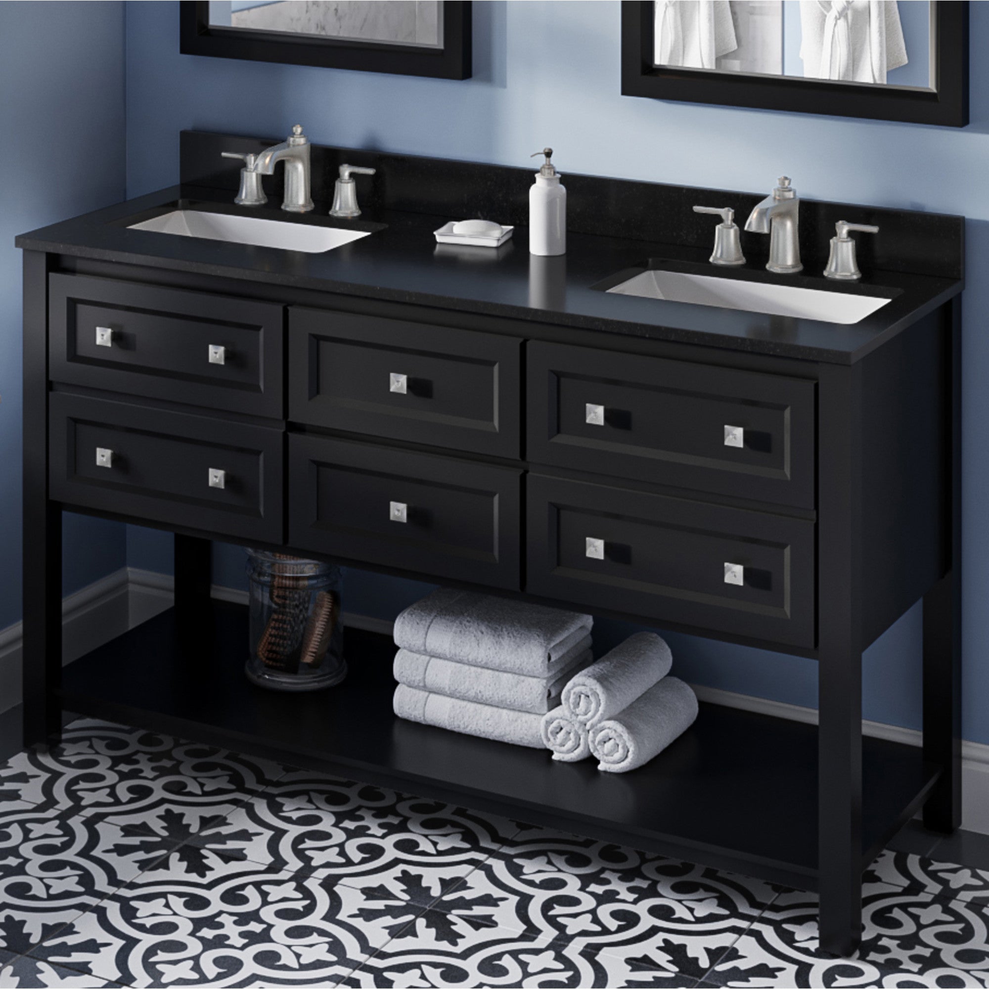 60" Adler Vanity – Double Bowl – Black