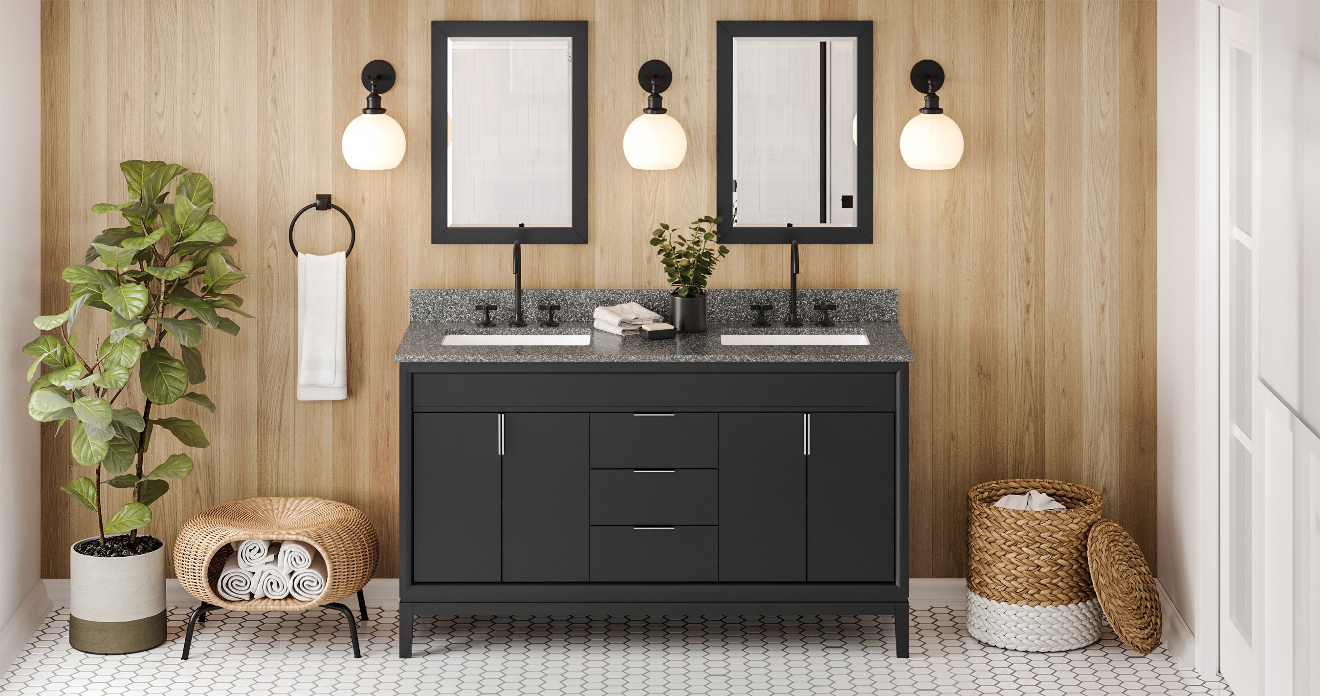60" Theodora Vanity – Double Bowl – Black