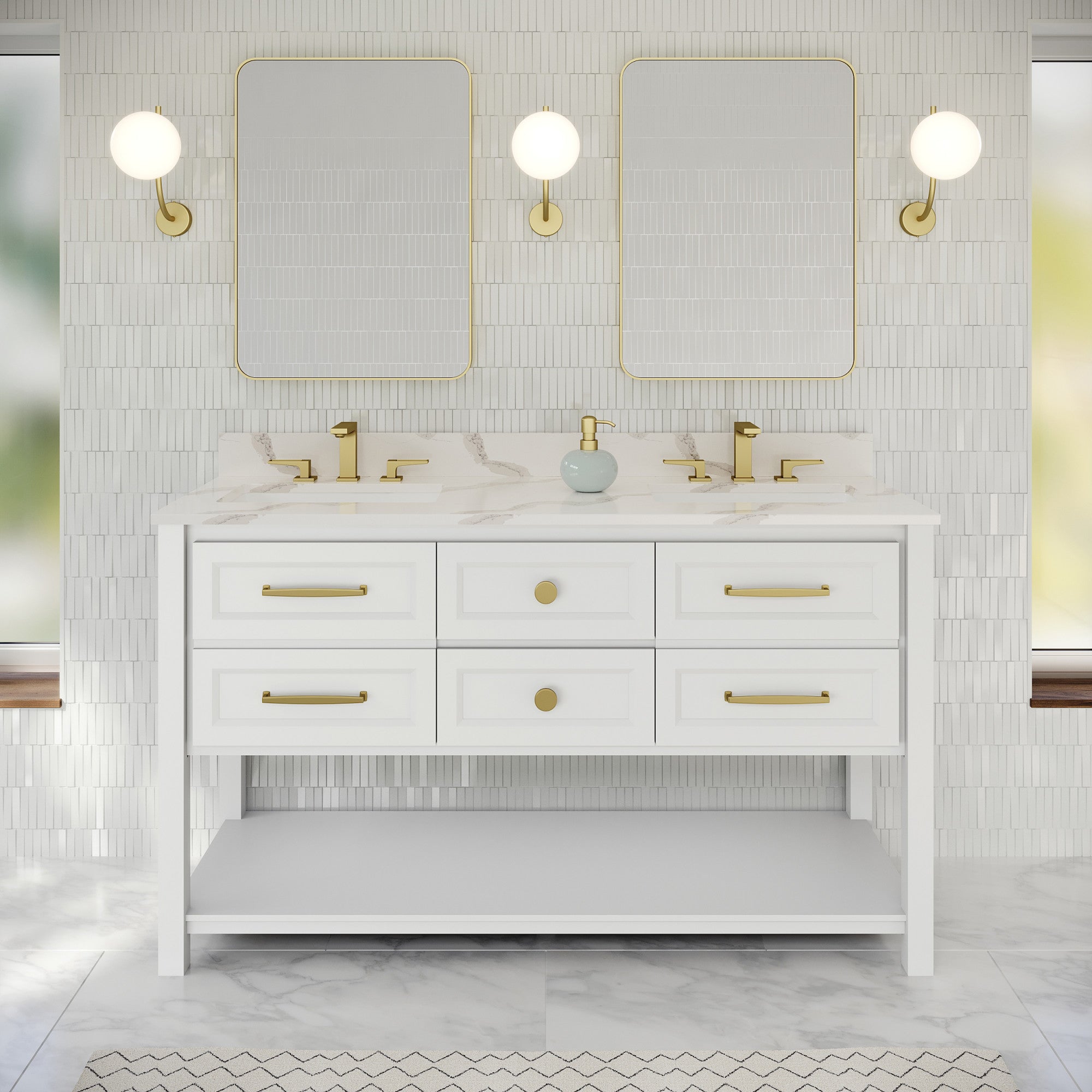 60" Kipling Vanity – Double Bowl – White