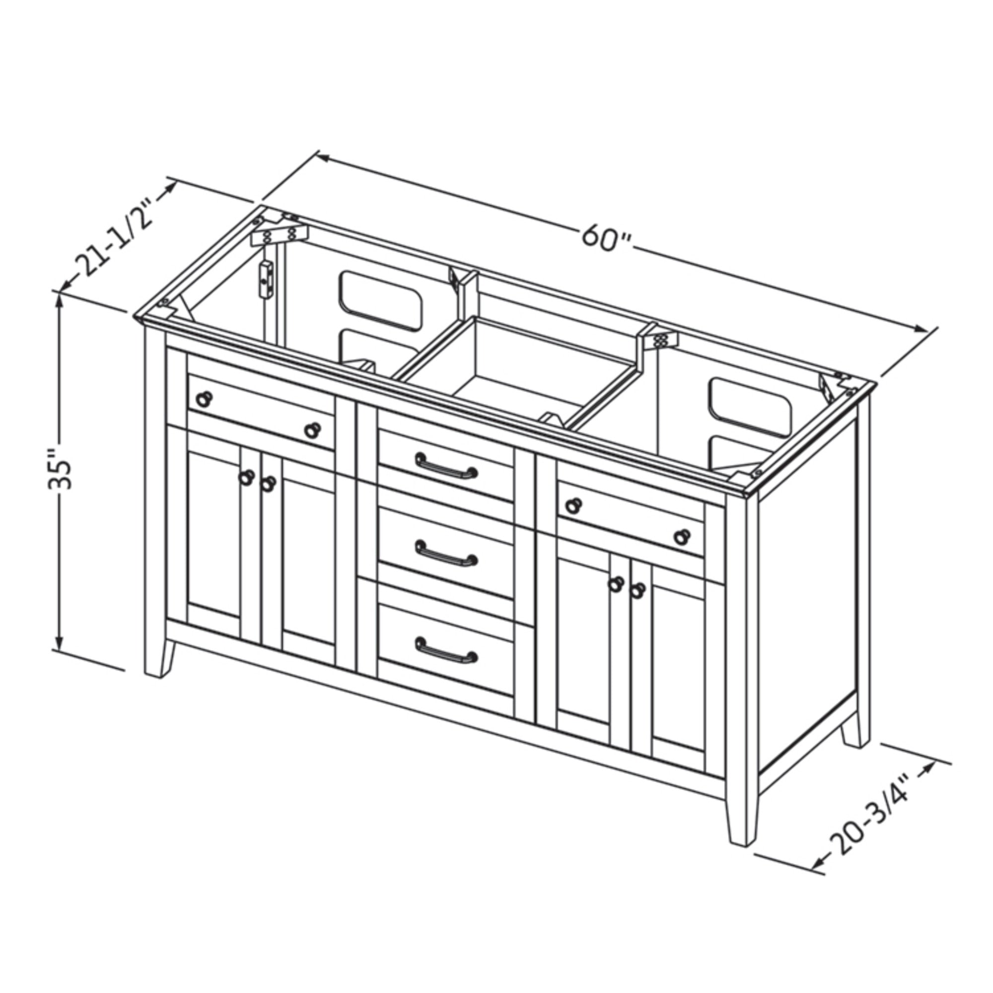 60" Chatham Vanity – Double Bowl – Chocolate