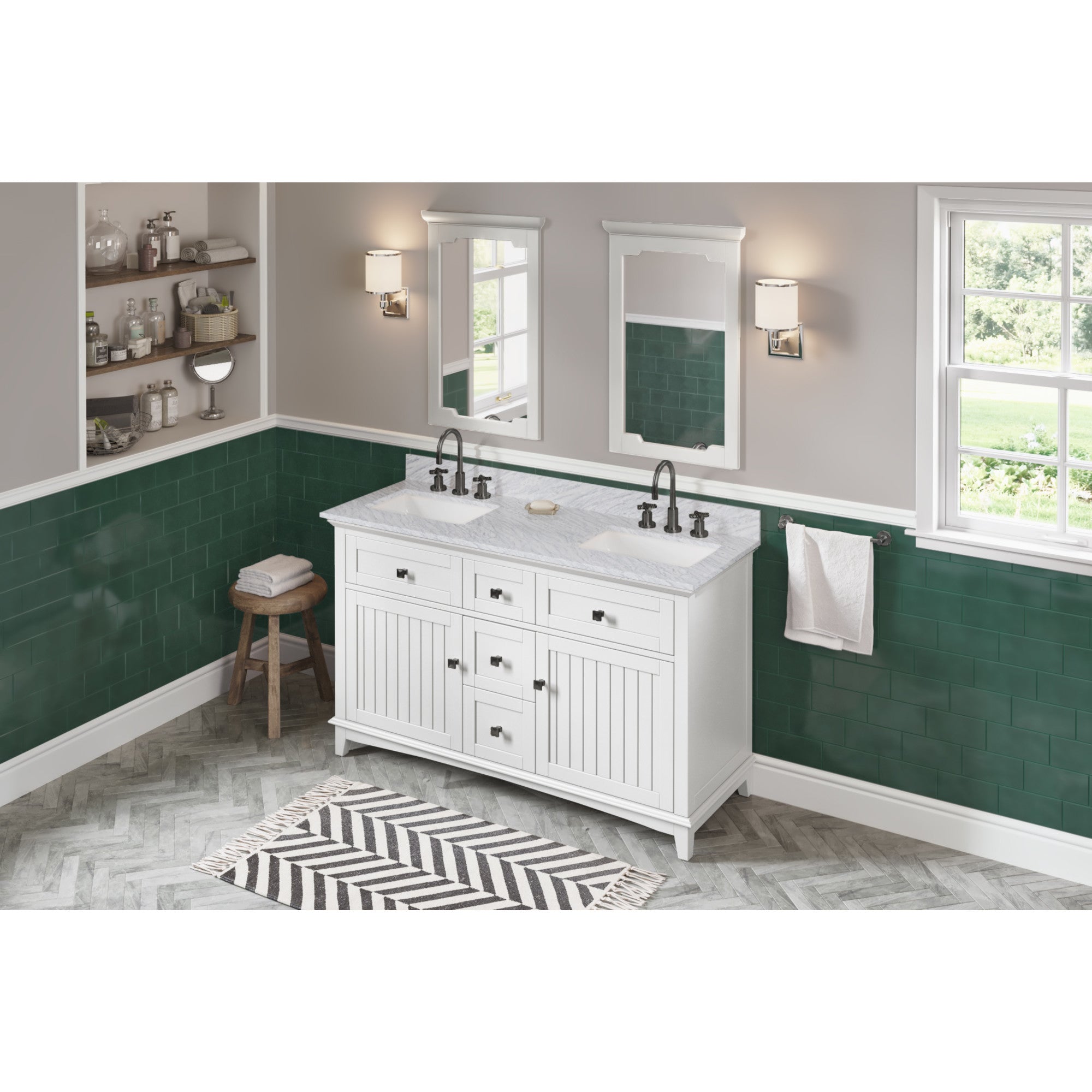 60" Savino Vanity – Double Bowl – White