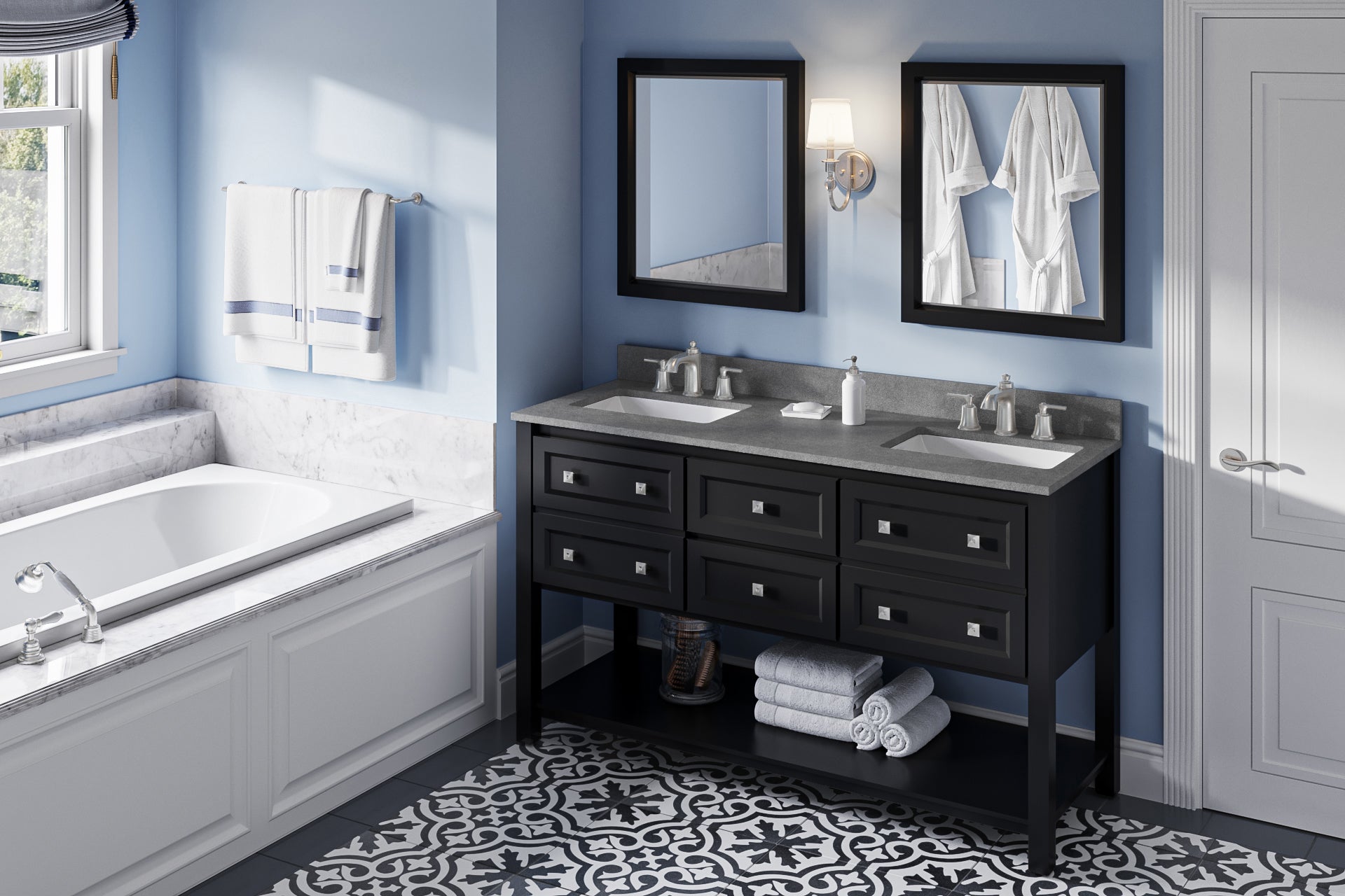 60" Adler Vanity – Double Bowl – Black