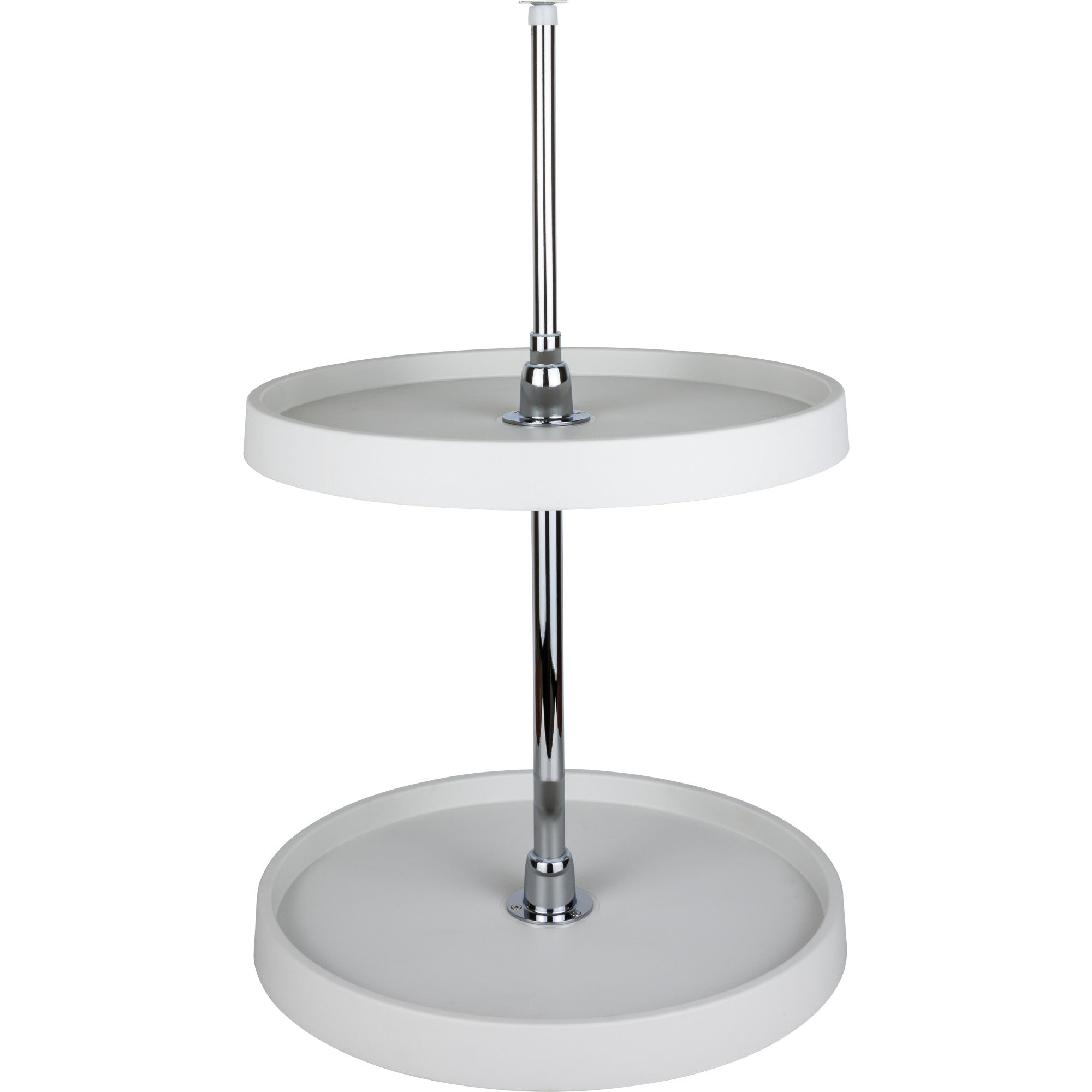 28" Round Two-Shelf Plastic Lazy Susan Set with Chrome Hubs