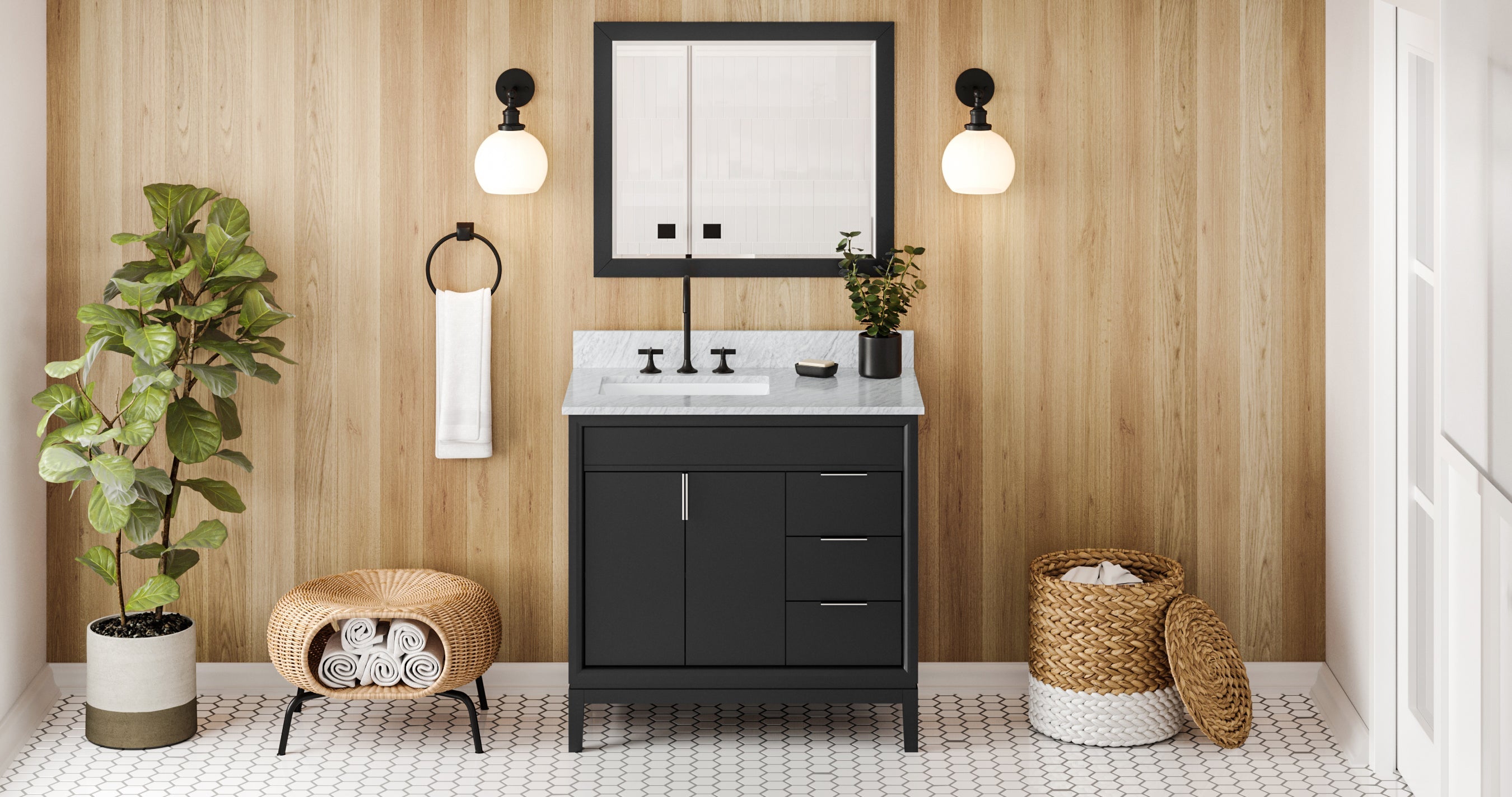 36" Theodora Vanity – Left Offset – Black