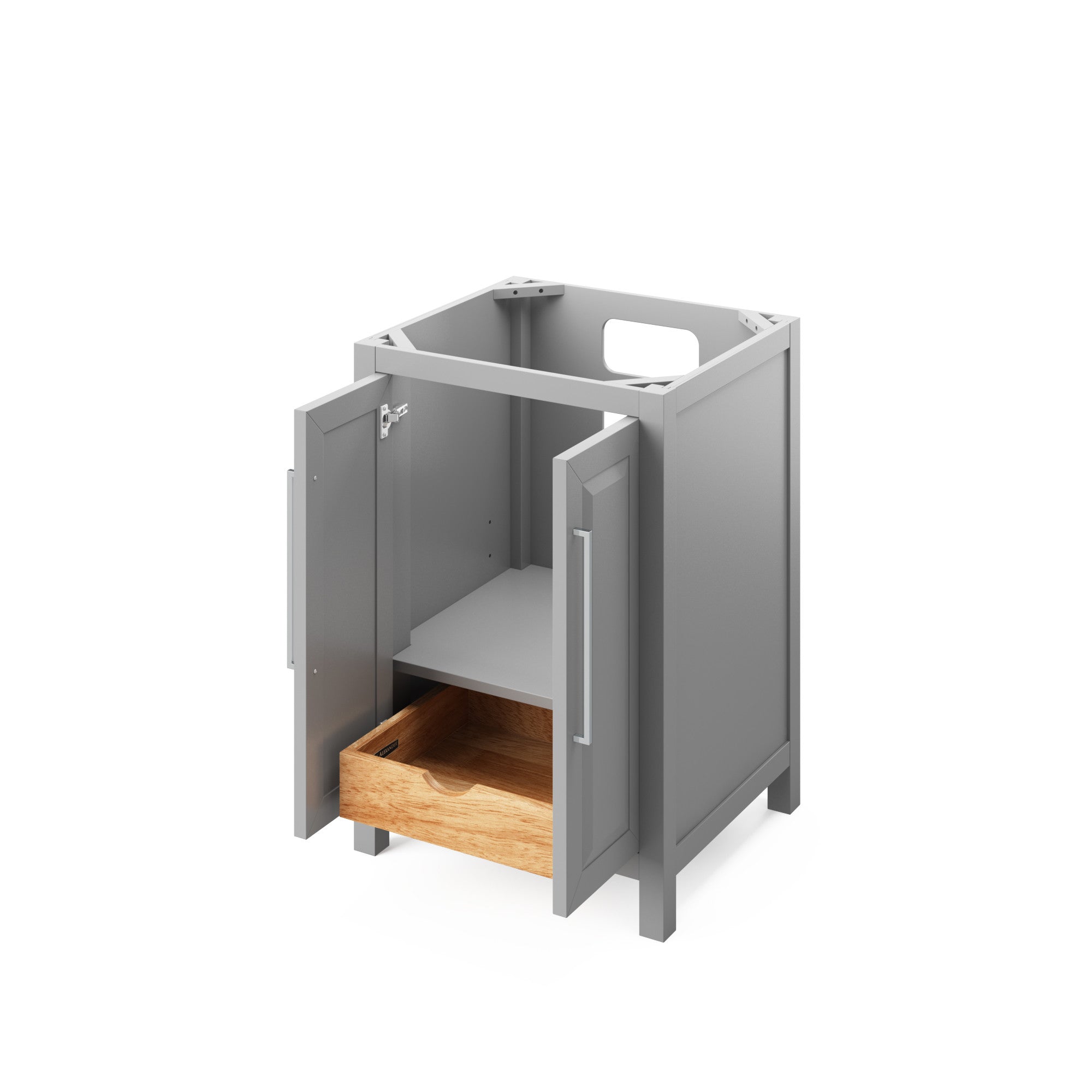 24" Grey Cade Vanity, Boulder Cultured Marble Vanity Top, undermount rectangle bowl