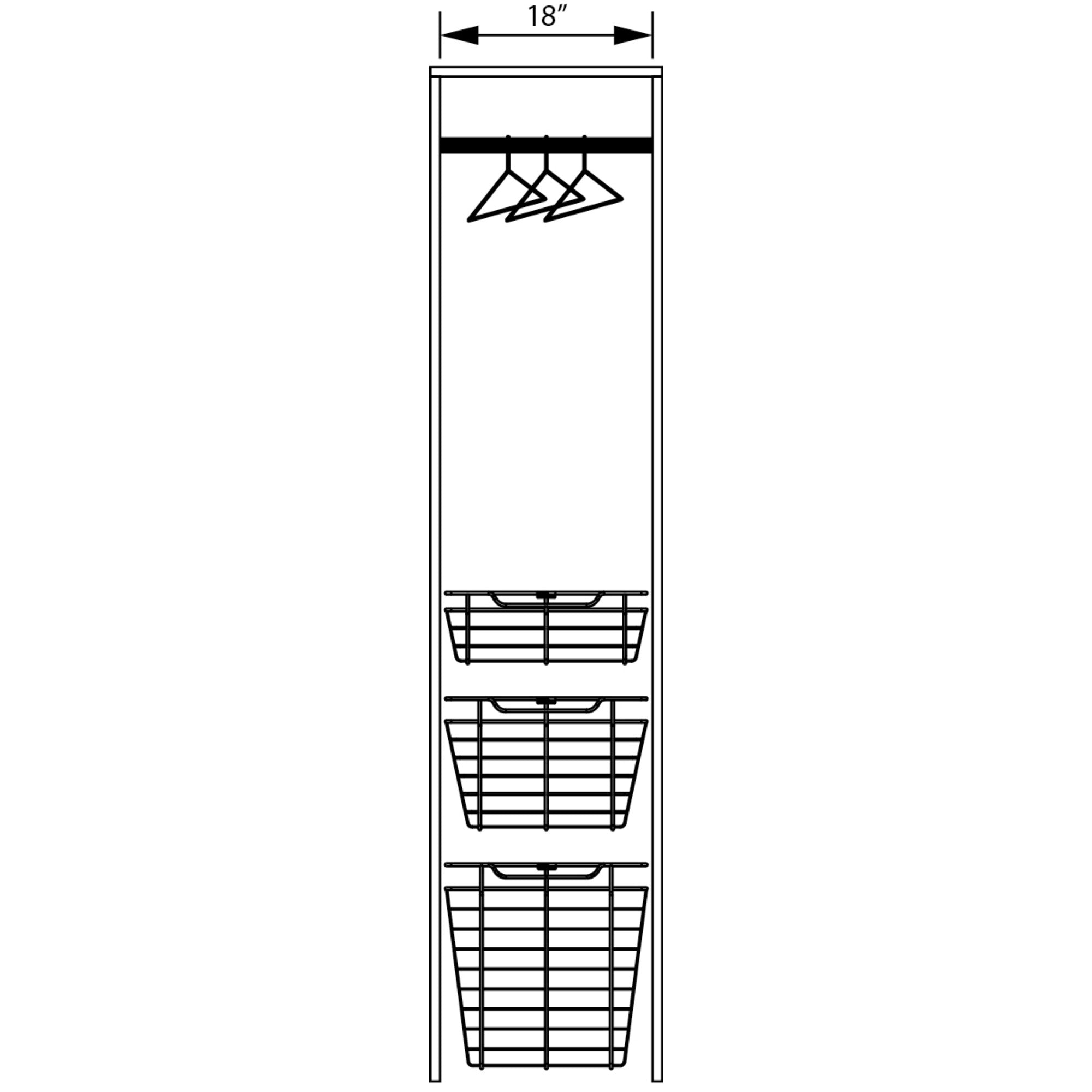 Satin Nickel Closet Pullout Basket with Slides 16"D x 17"W x 17"H