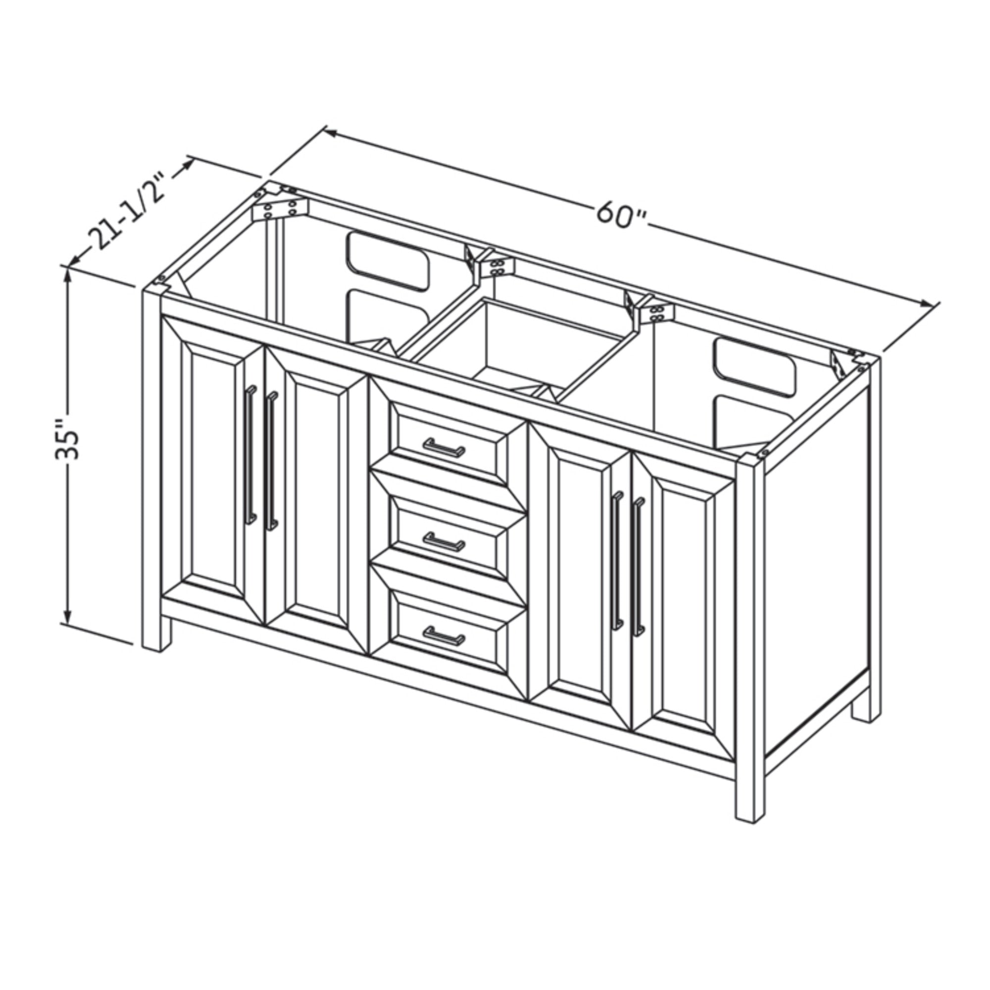 60" Grey Cade Vanity, double bowl