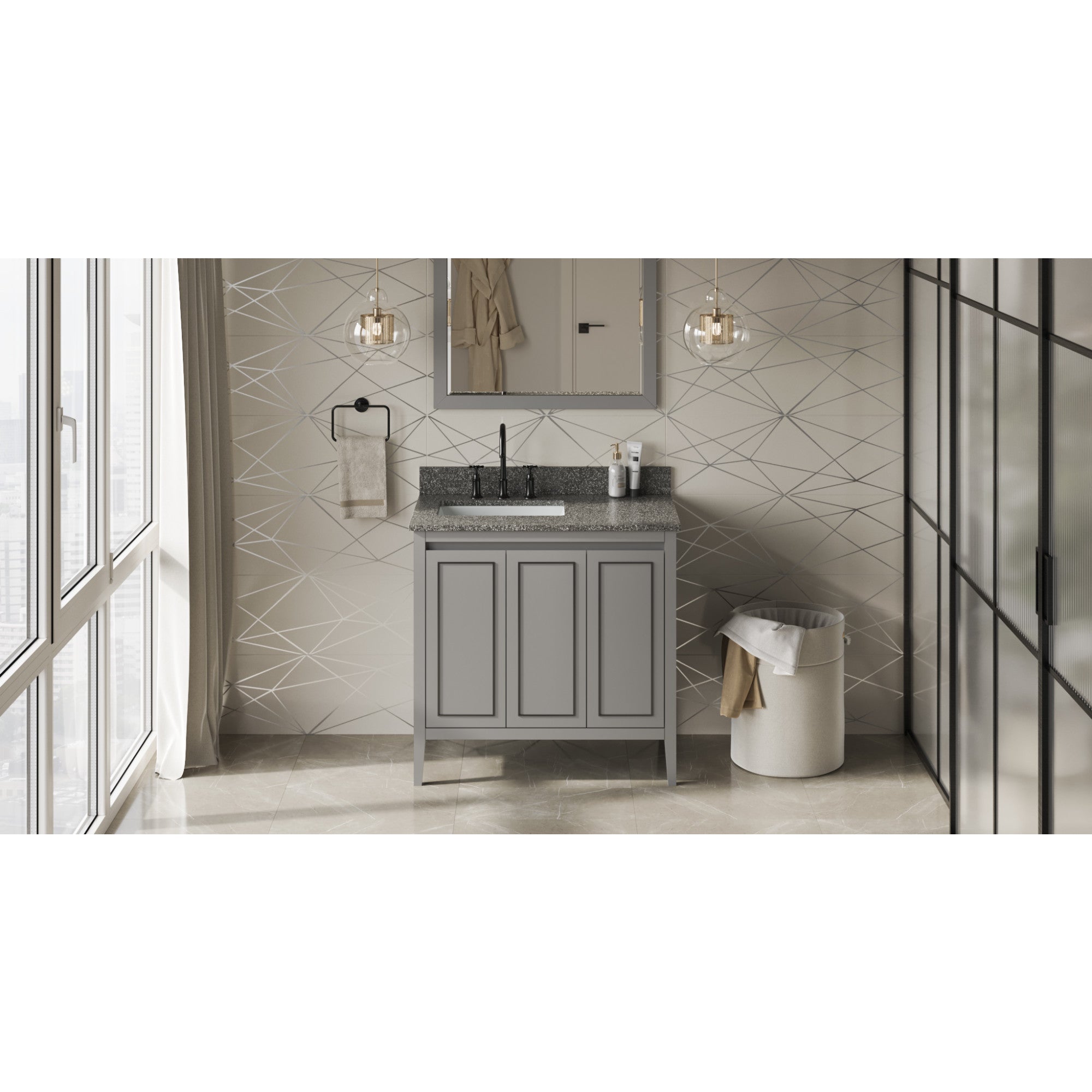 36" Percival Vanity – Left Offset – Grey
