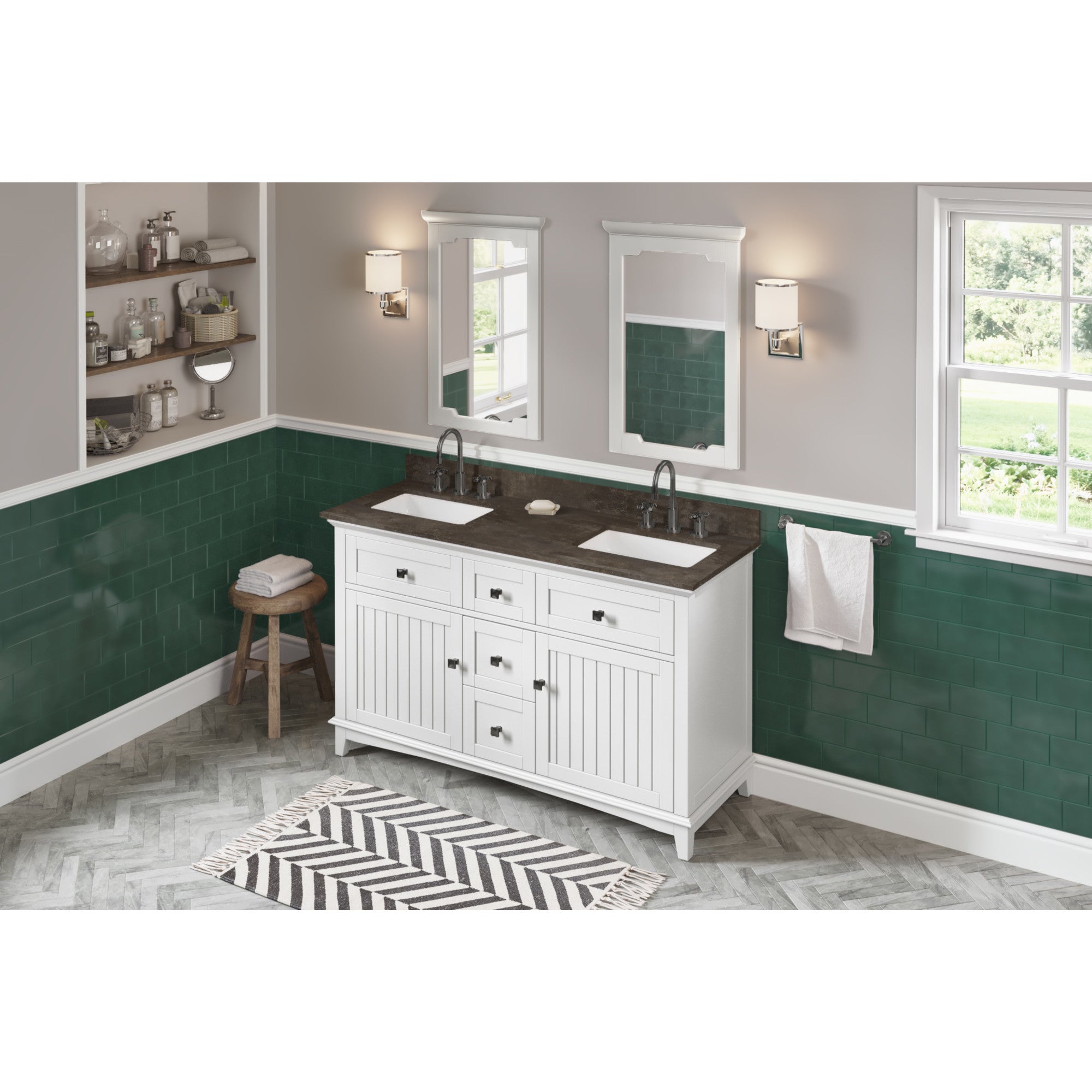 60" Savino Vanity – Double Bowl – White