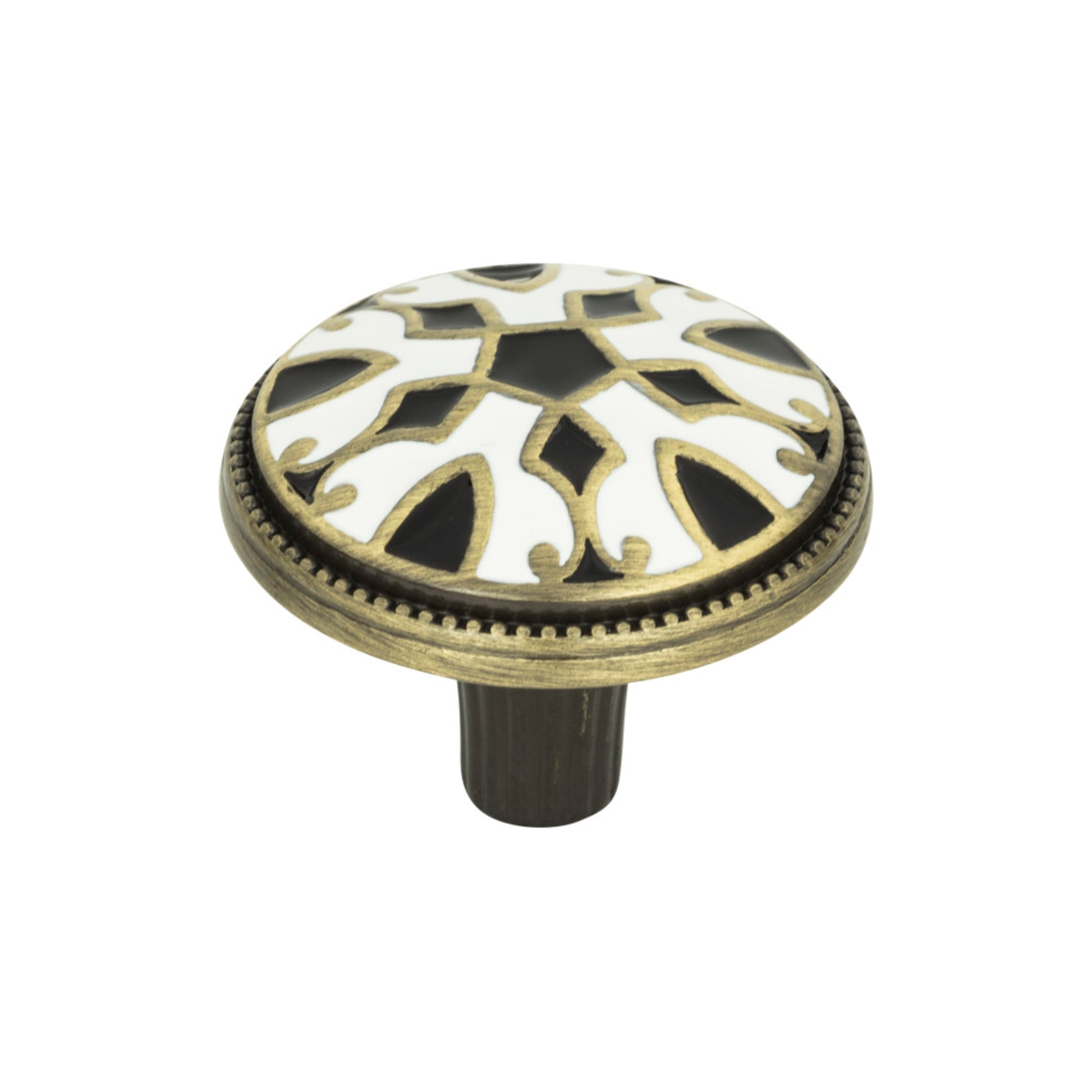 Canterbury Round Knob - Black & White