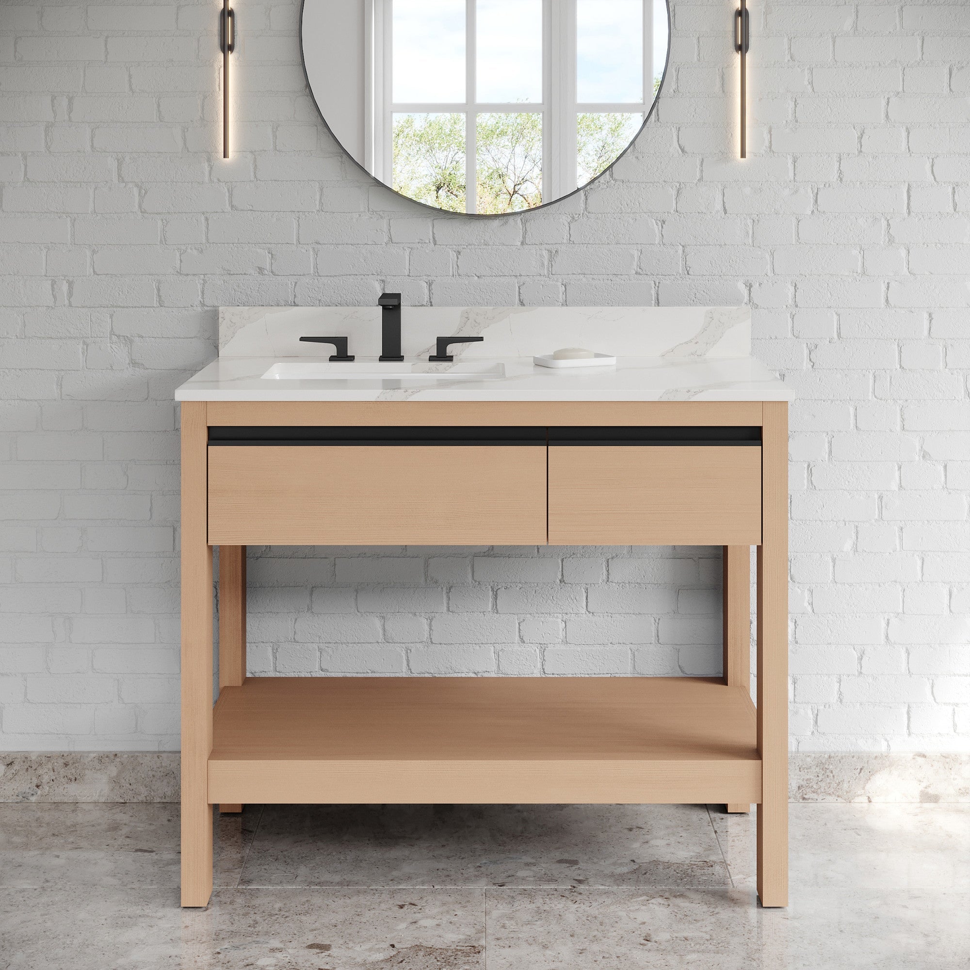 42" Jubilee Vanity – Left Offset – Natural Oak