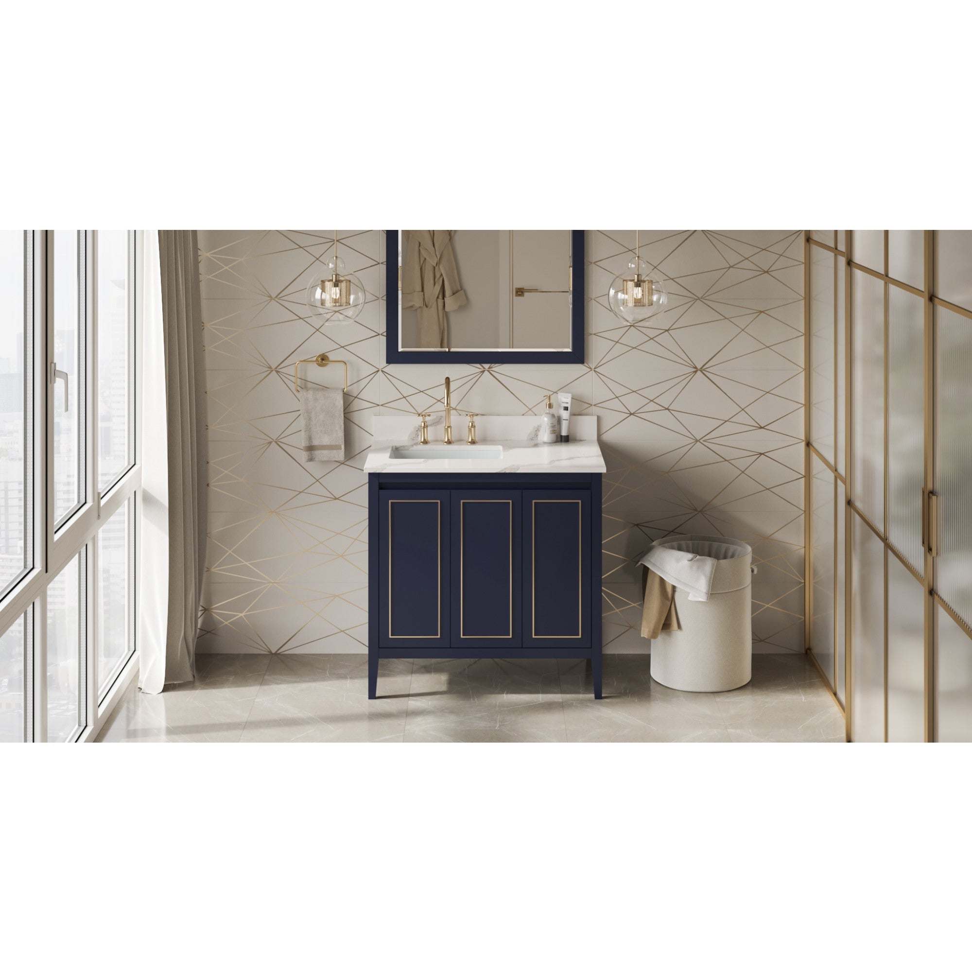 36" Percival Vanity – Left Offset – Hale Blue