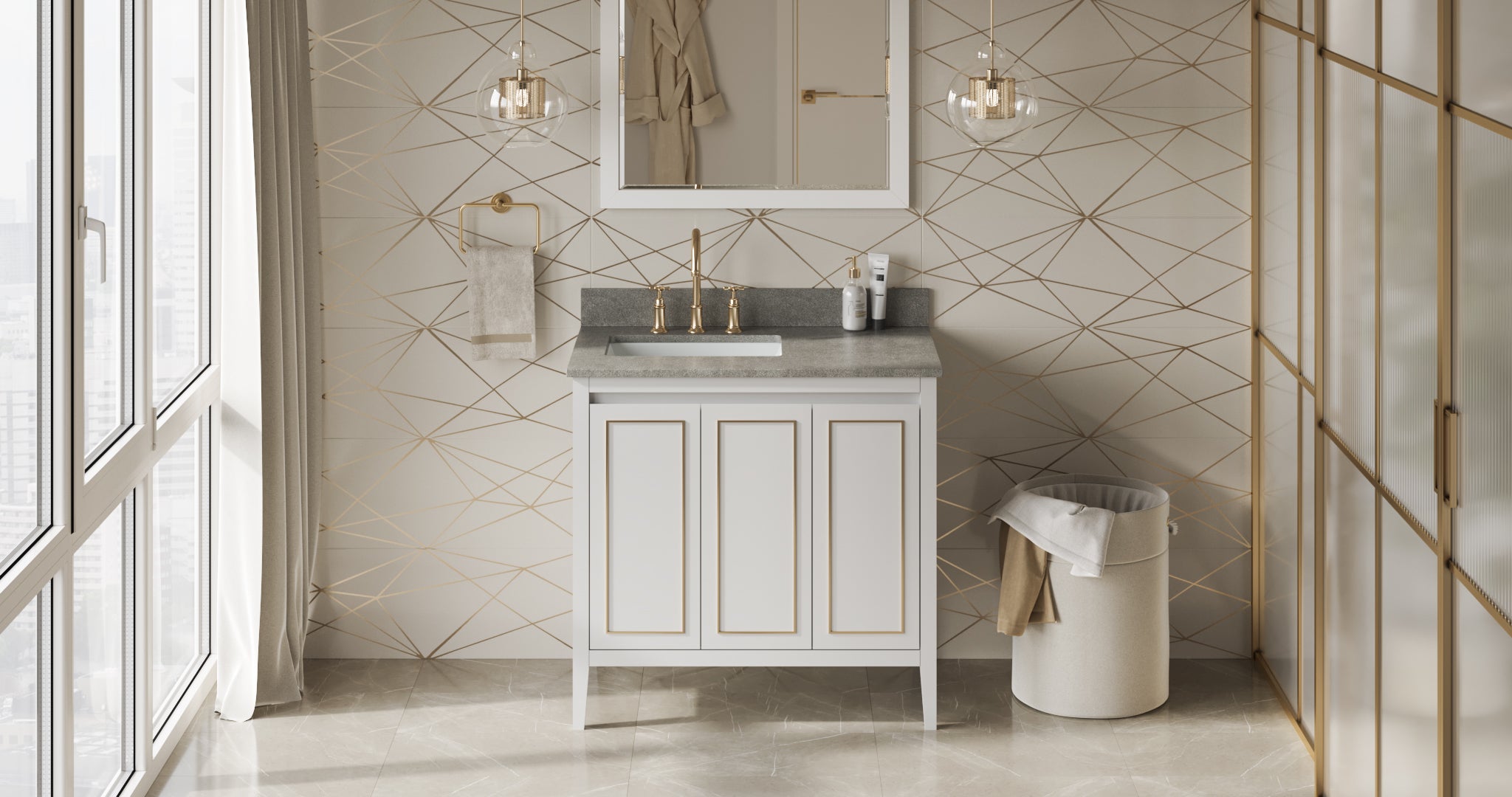 36" Percival Vanity – Left Offset – White