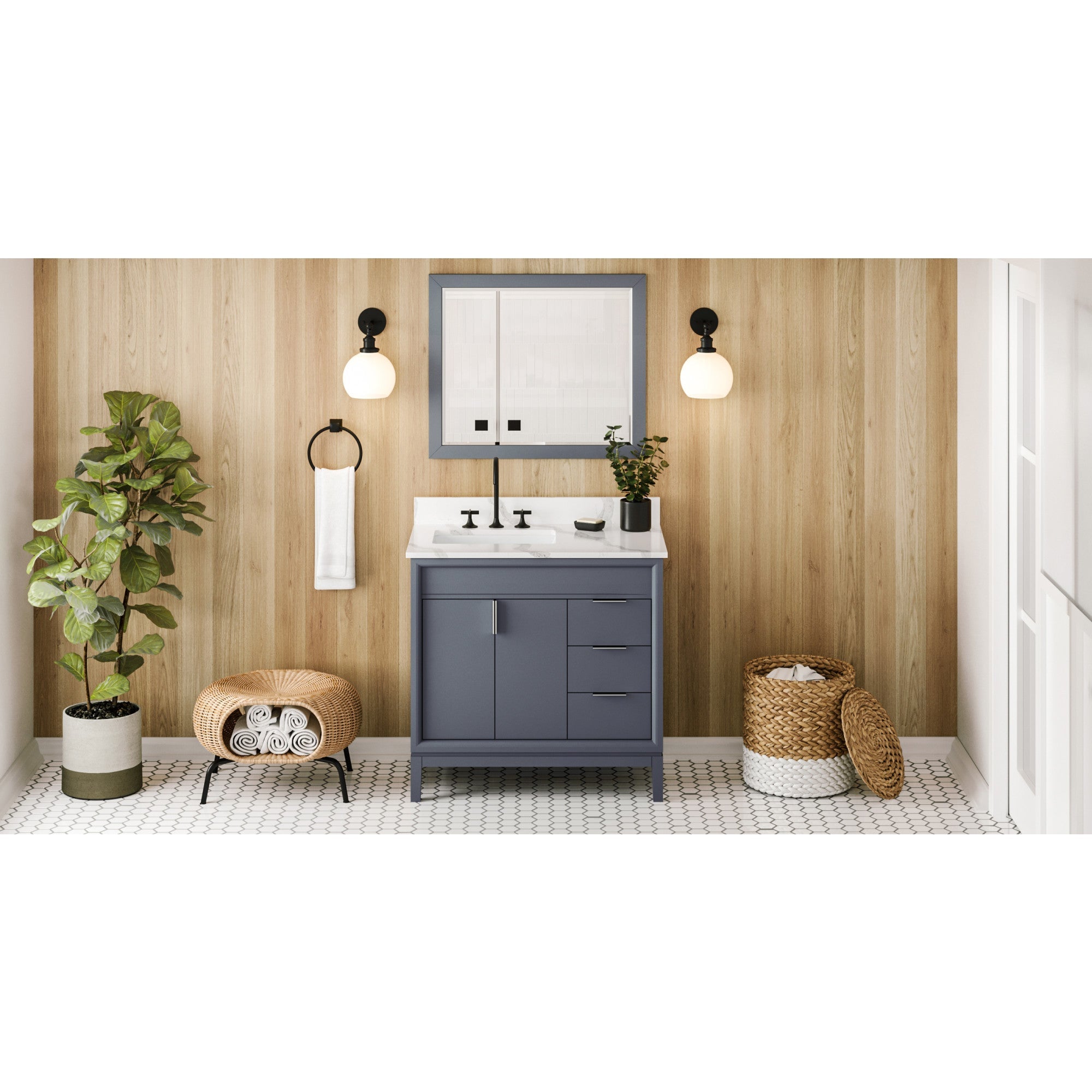 36" Theodora Vanity – Left Offset – Blue Steel