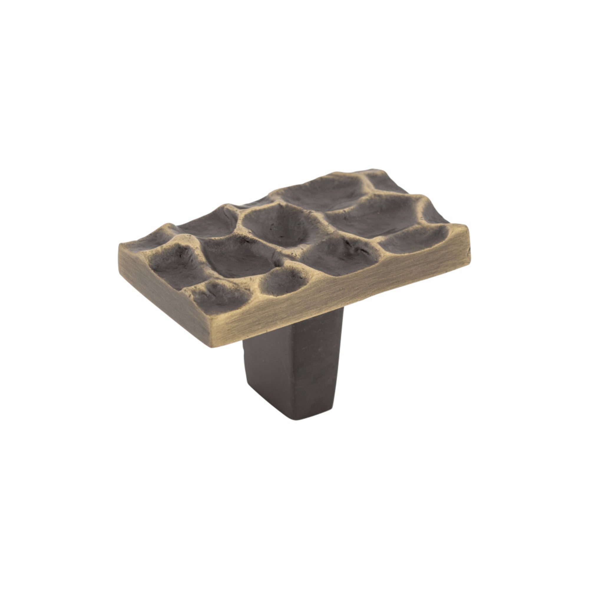 Cobblestone 1 7/8" Length Rectangle Knob - Brass Antique