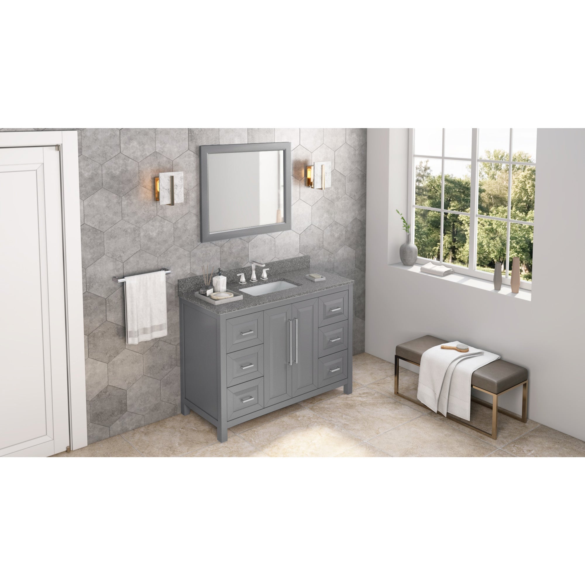 48" Cade Vanity - Grey - Boulder Cultured Marble