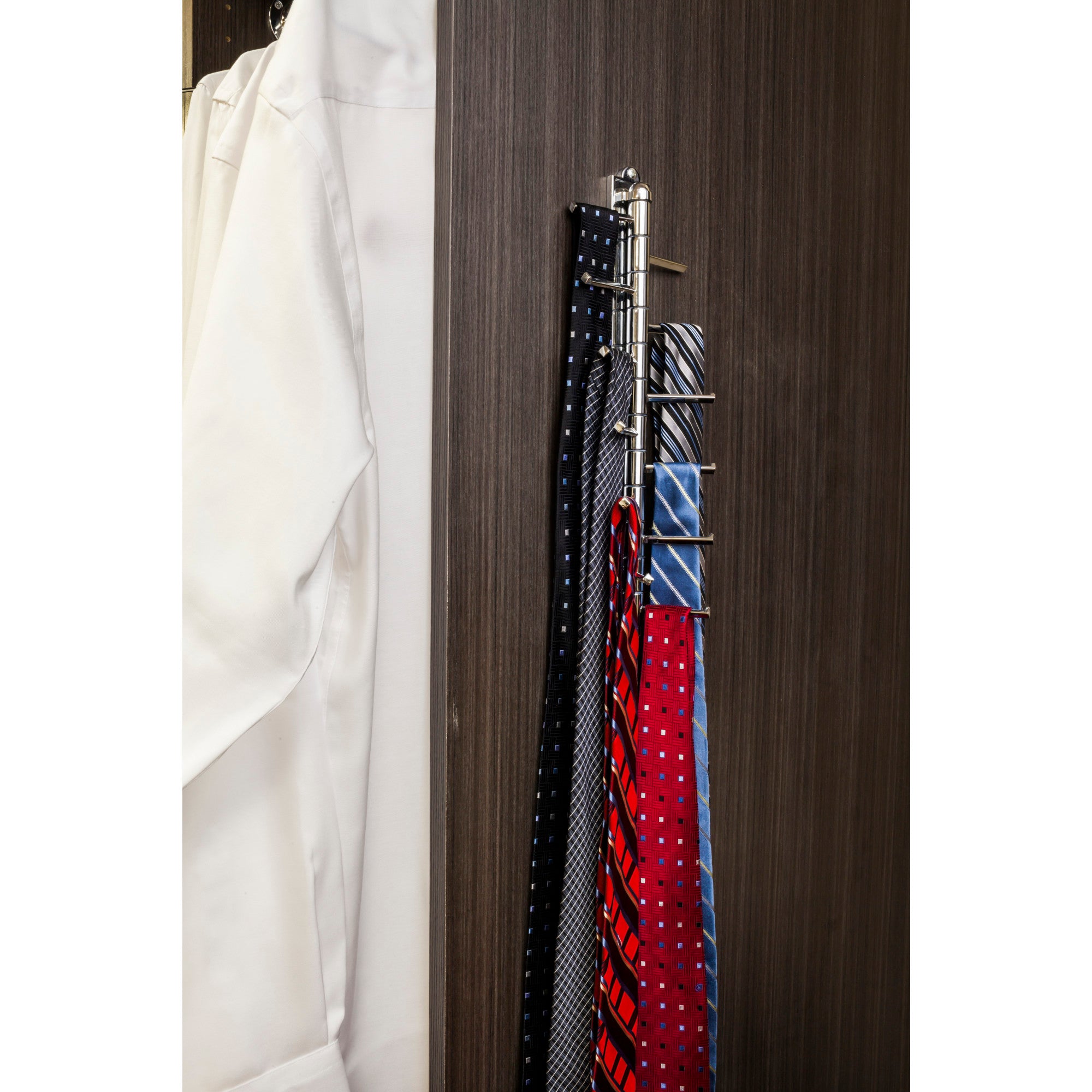 Polished Chrome 12-Hook Cascading Tie Organizer