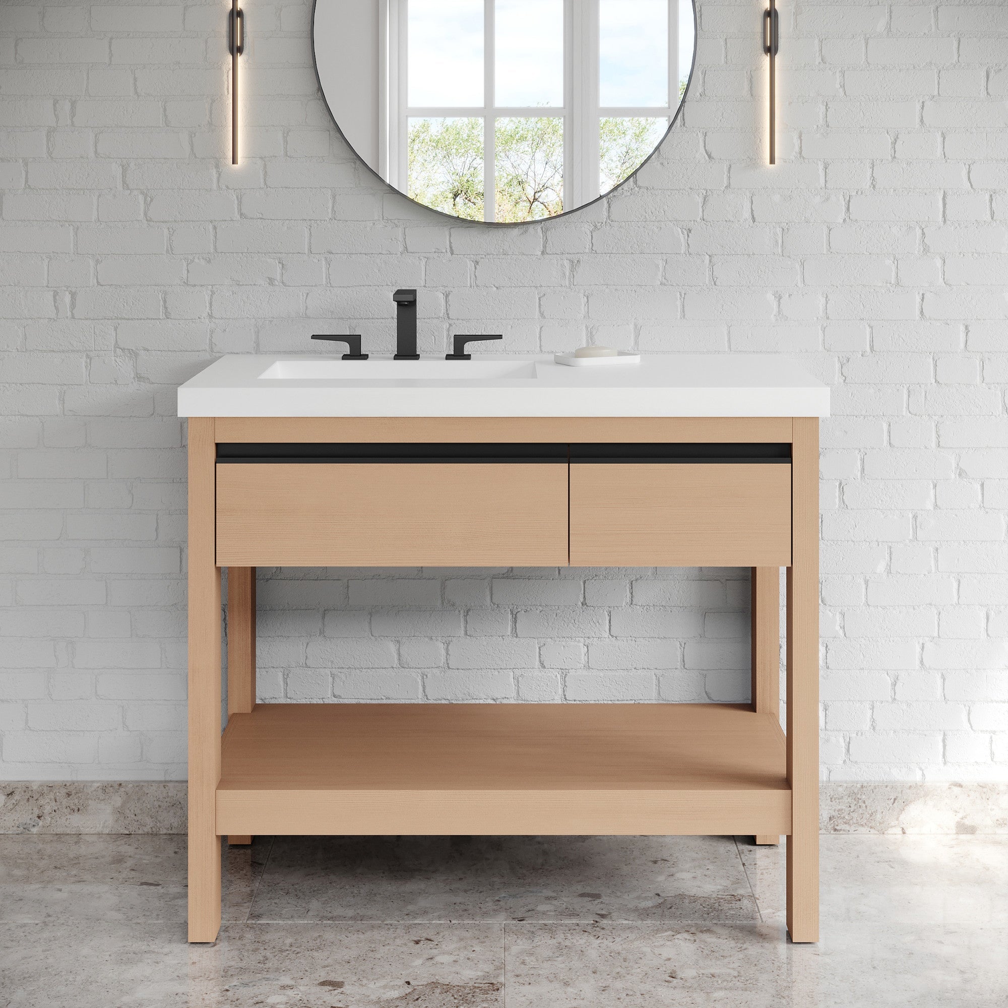 42" Jubilee Vanity – Left Offset – Natural Oak