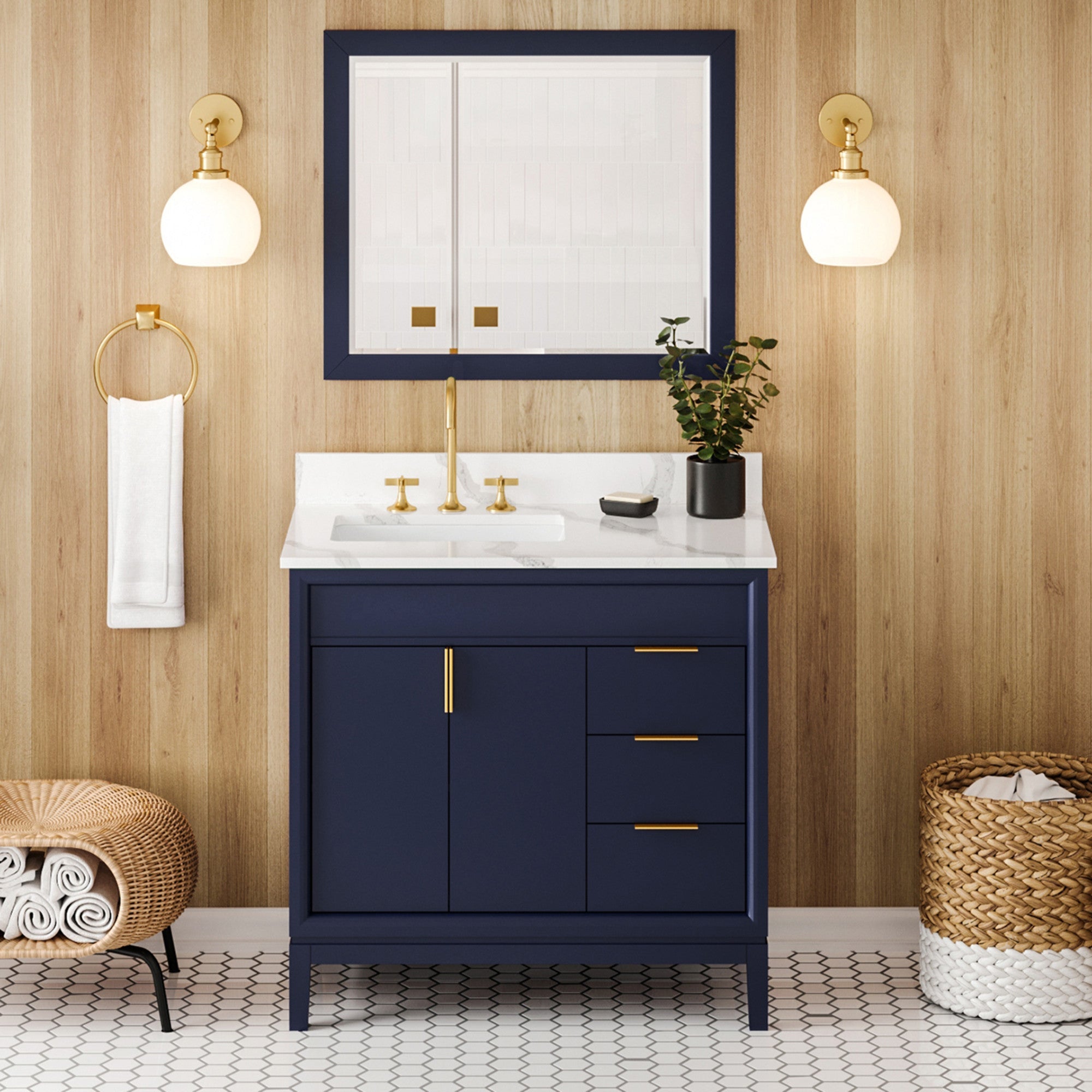 36" Theodora Vanity – Left Offset – Hale Blue