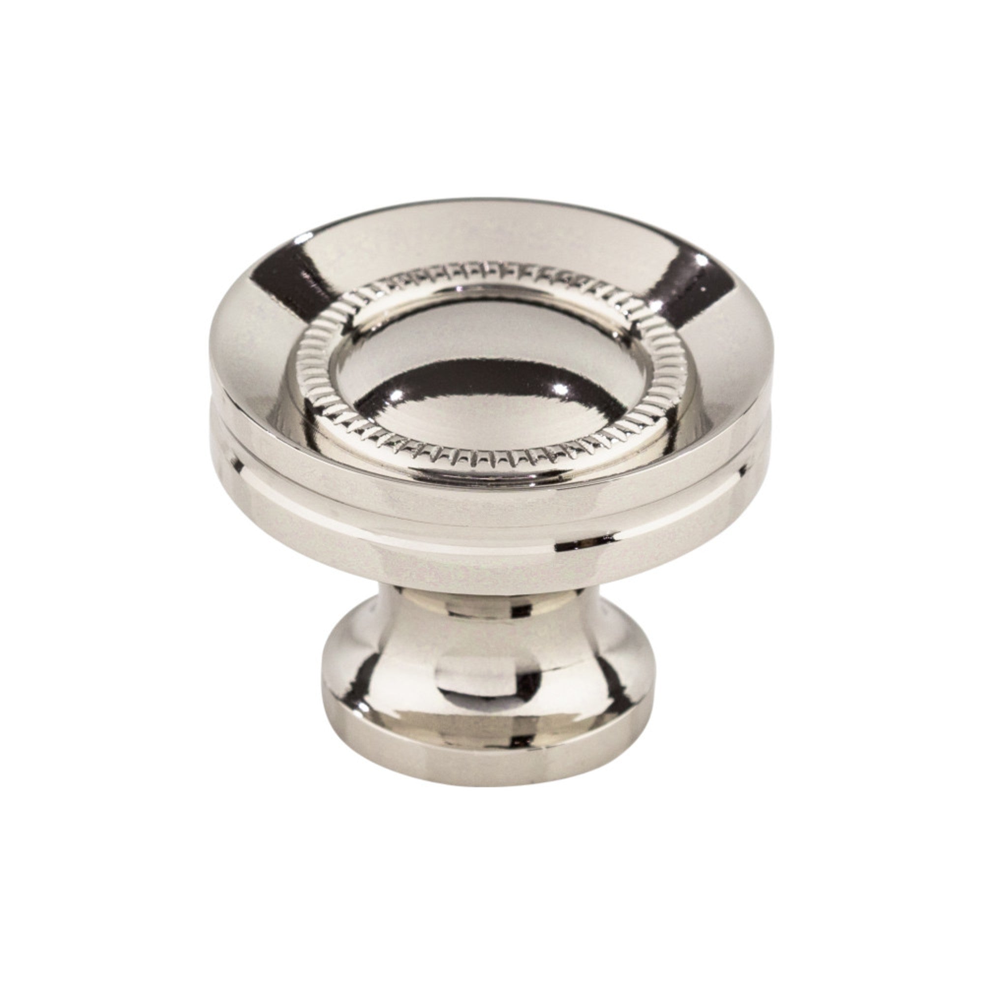 Button Faced Round Knob - Polished Nickel
