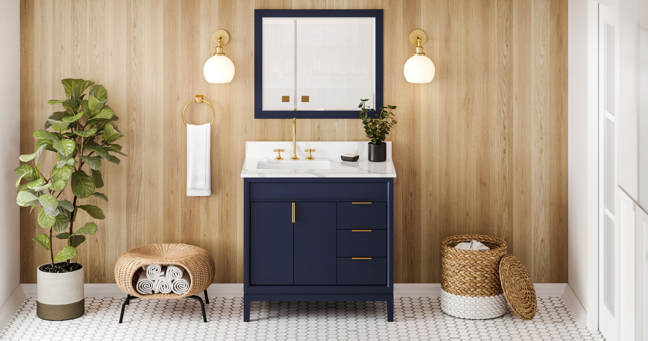 36" Theodora Vanity – Left Offset – Hale Blue