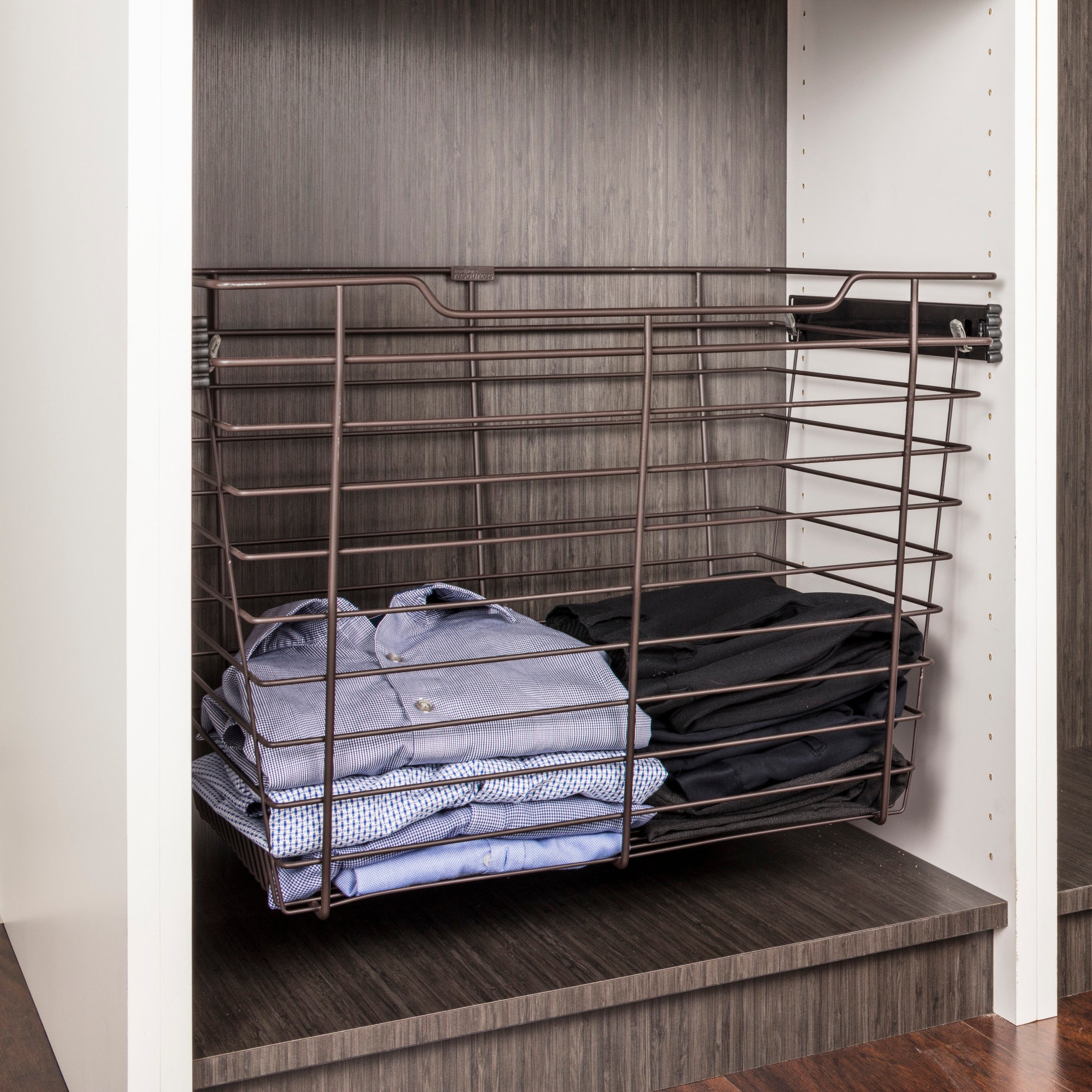 Dark Bronze Closet Pullout Basket with Slides 14"D x 23"W x 17"H