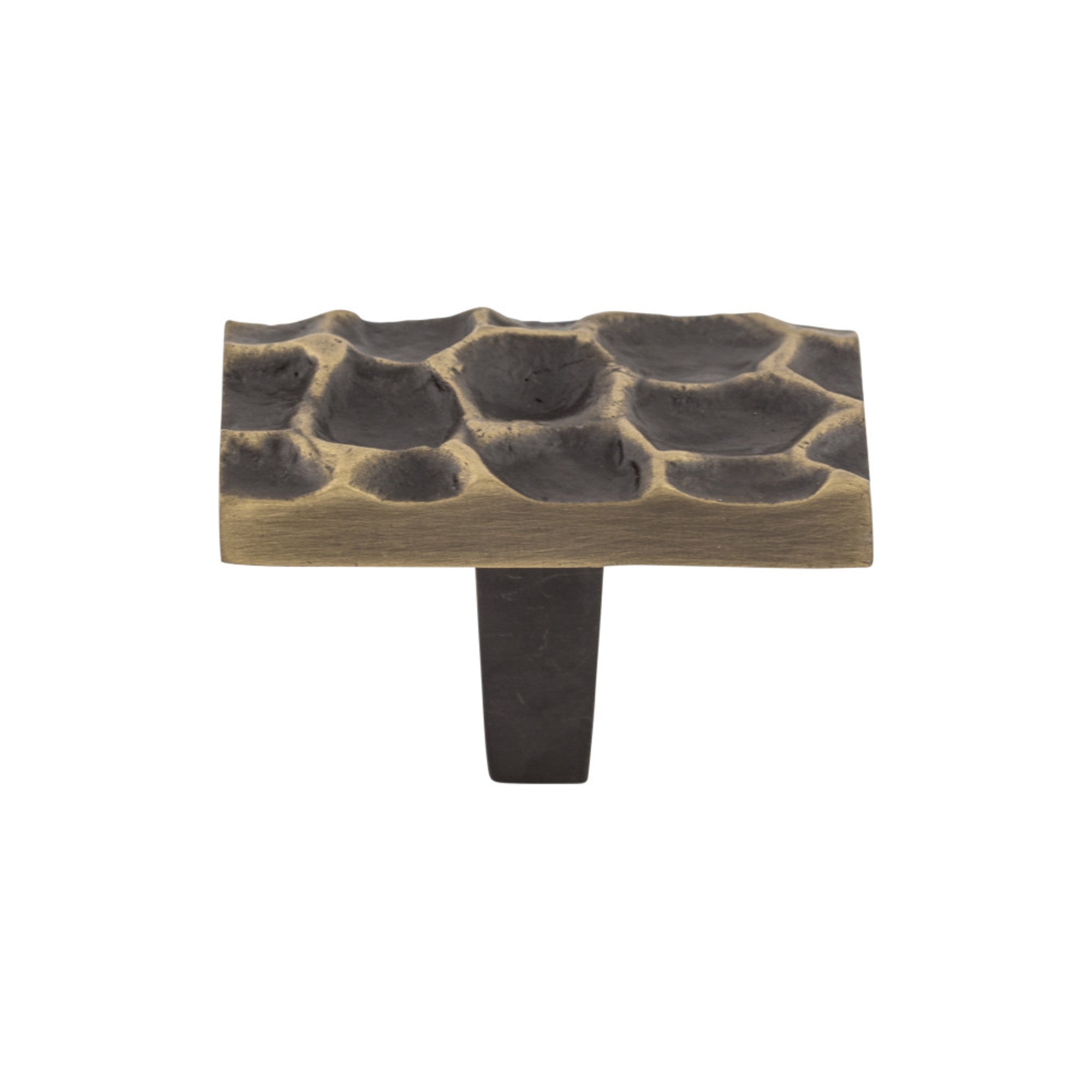 Cobblestone 1 7/8" Length Rectangle Knob - Brass Antique