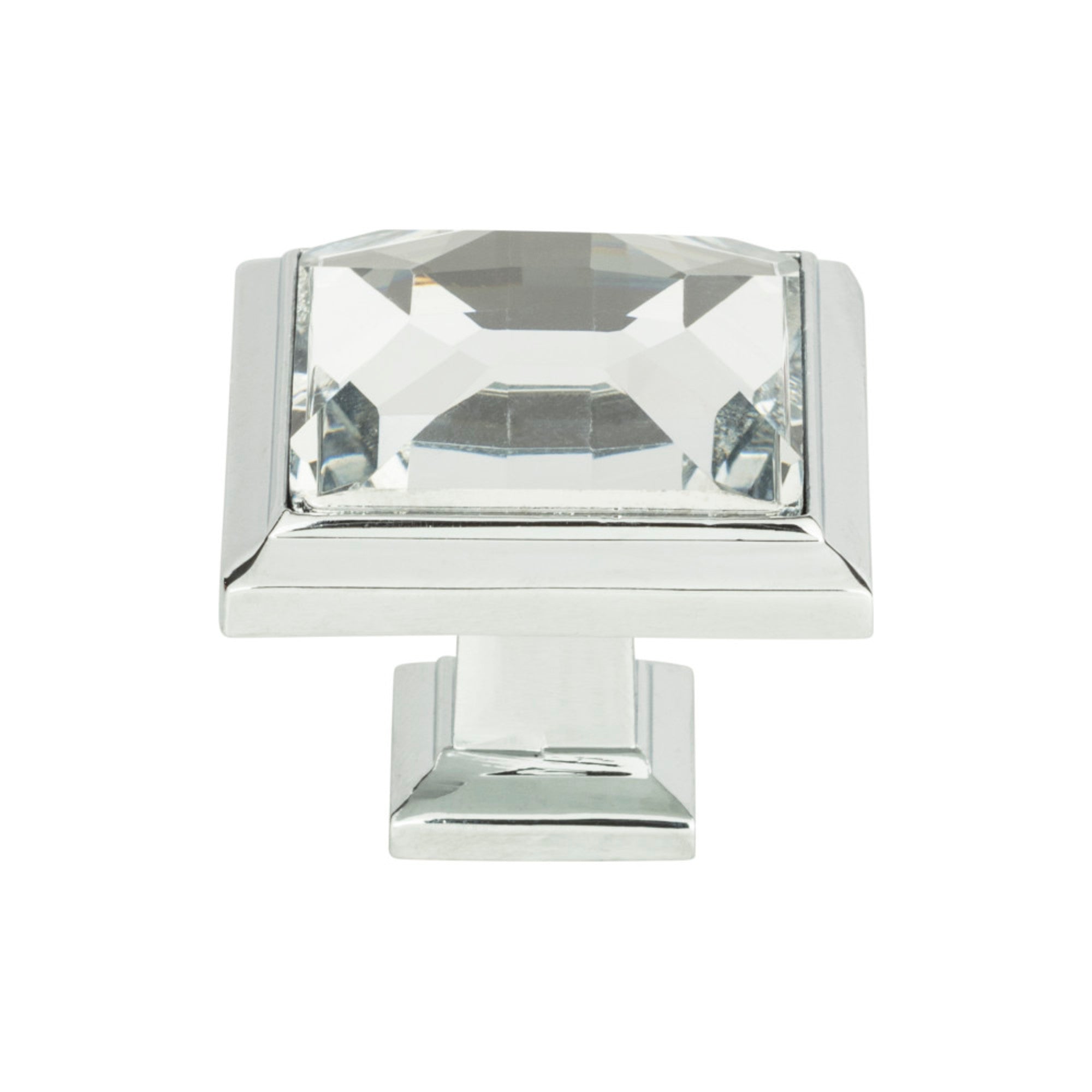 Legacy Crystal Square Knob - Polished Chrome